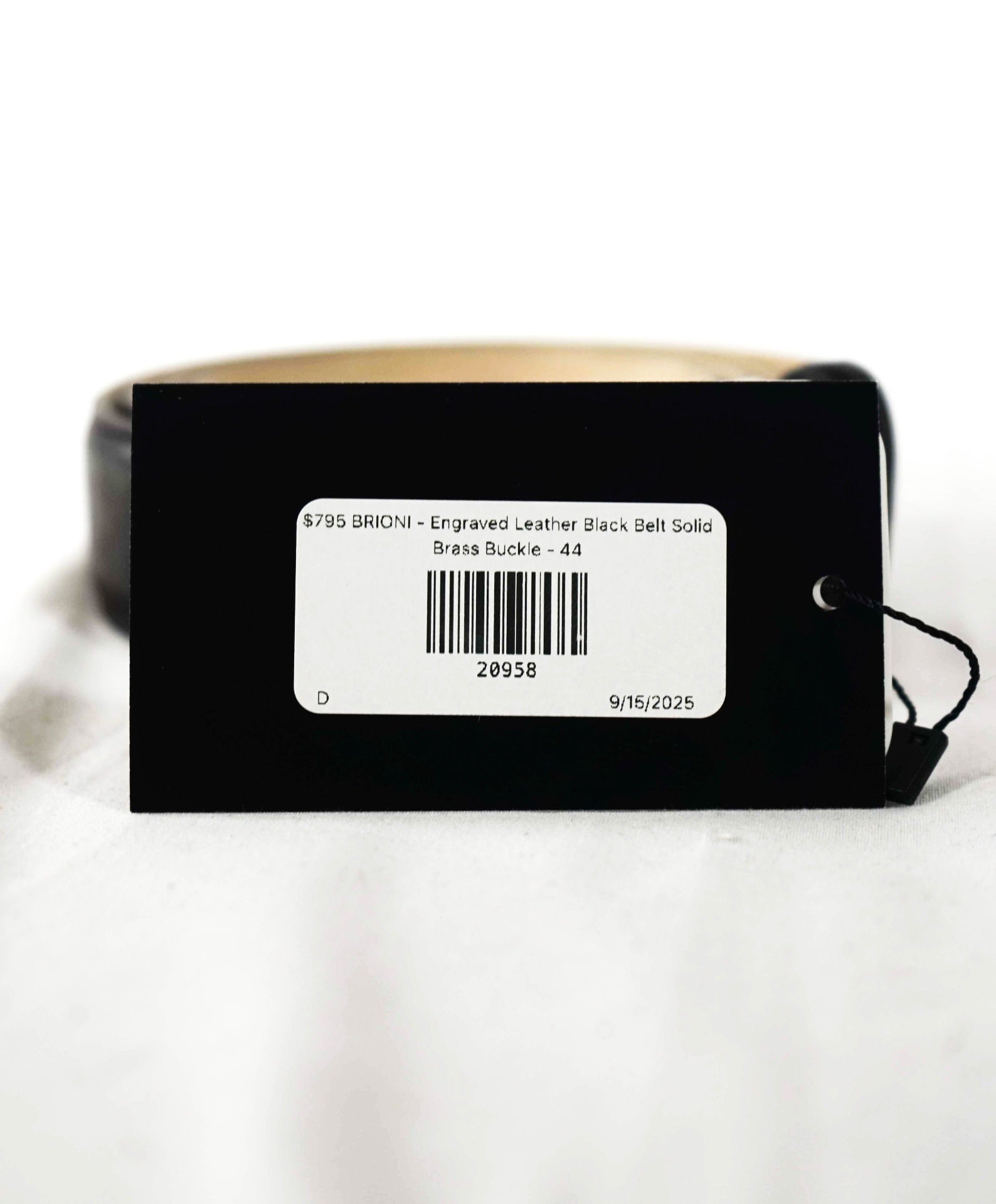 $850 BRIONI - LOGO Leather Black Belt Solid Buckle - 44W