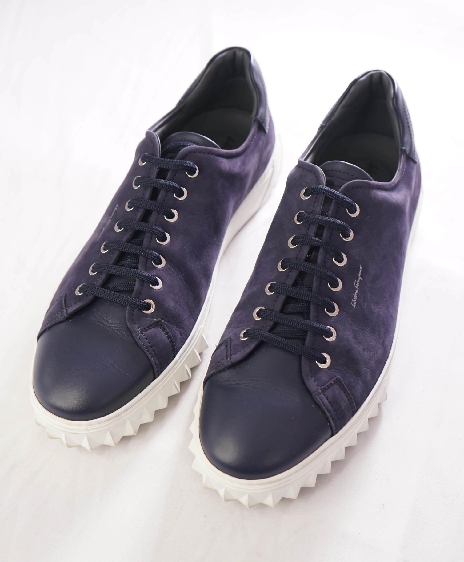$750 FERRAGAMO - *Rhinoceros* Navy Gancini Sneaker -12 M