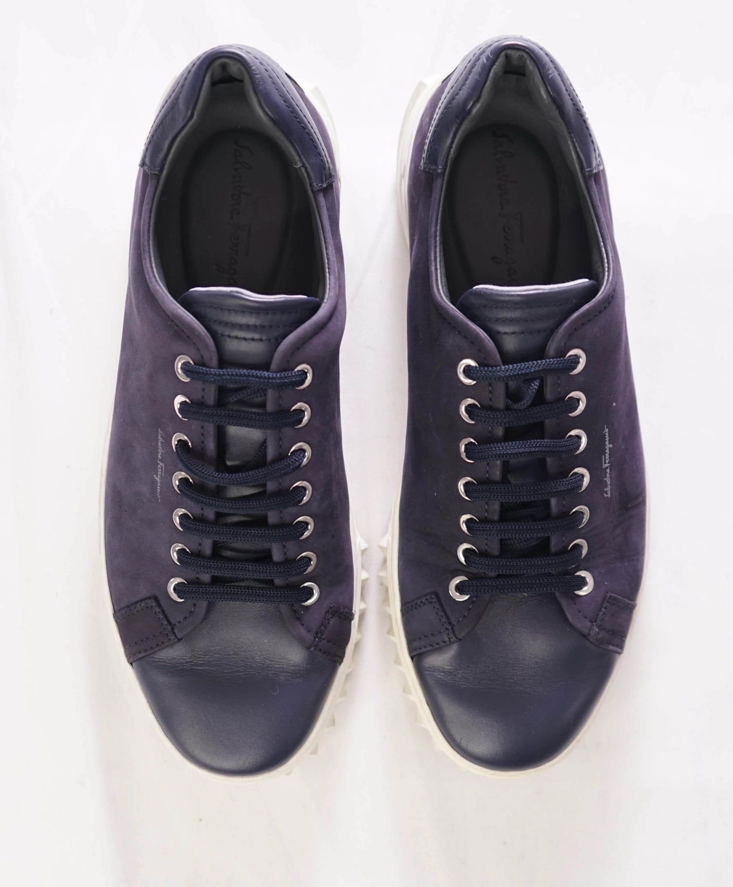 $750 FERRAGAMO - *Rhinoceros* Navy Gancini Sneaker - 7 M