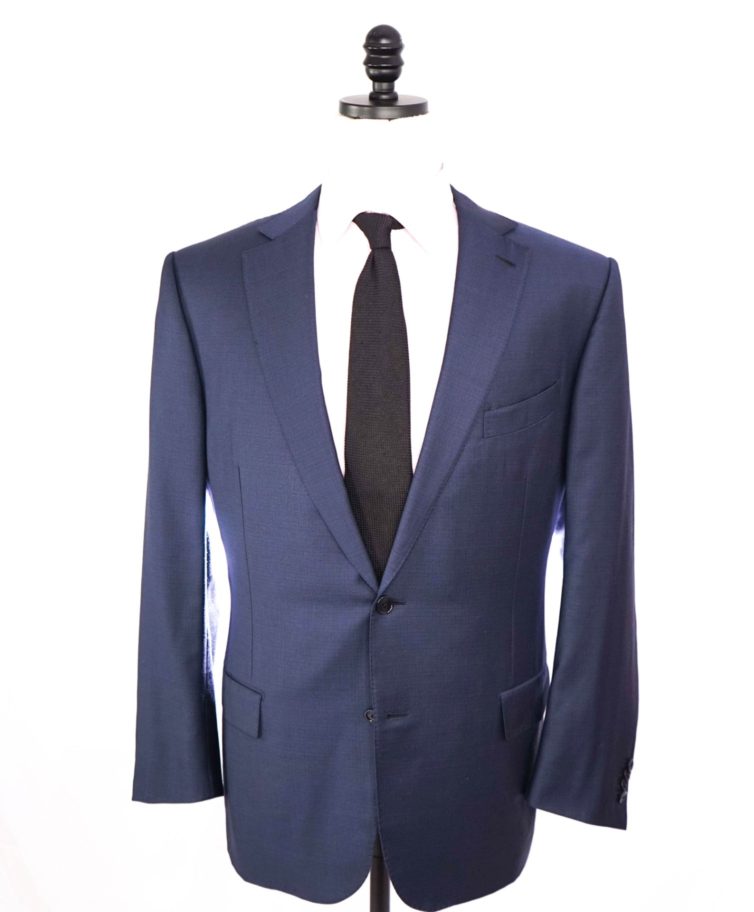 $3,995 ZEGNA - "TROFEO" Wool Blue Micro Check Suit - 46R