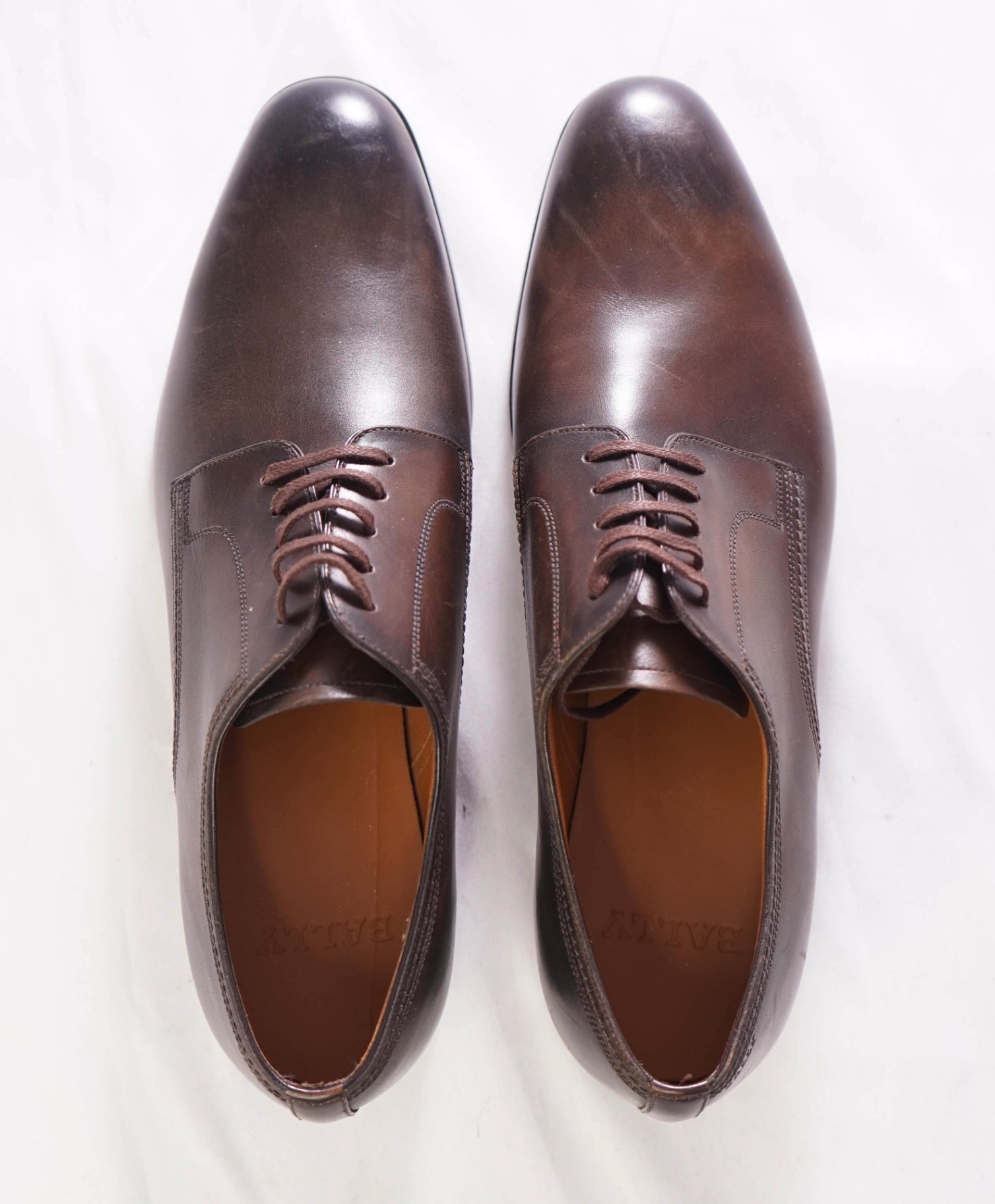 BALLY - “LANTOUR” Brown Patina Oxfords Durable Rubber Sole - US 9 (UK8)