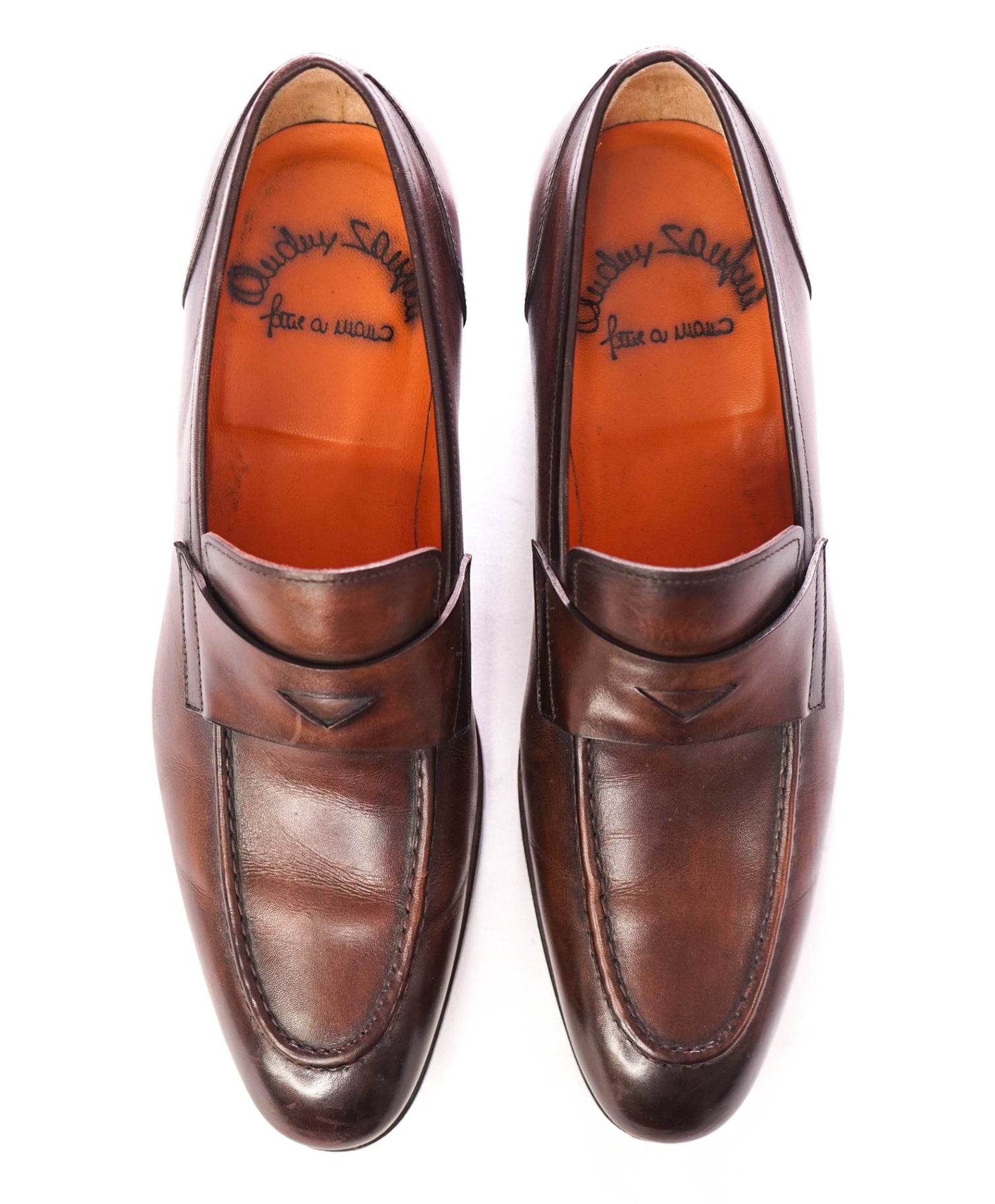 $1,295 SANTONI - LUG SOLE Leather Brown Loafers - US 9.5 (UK8.5)