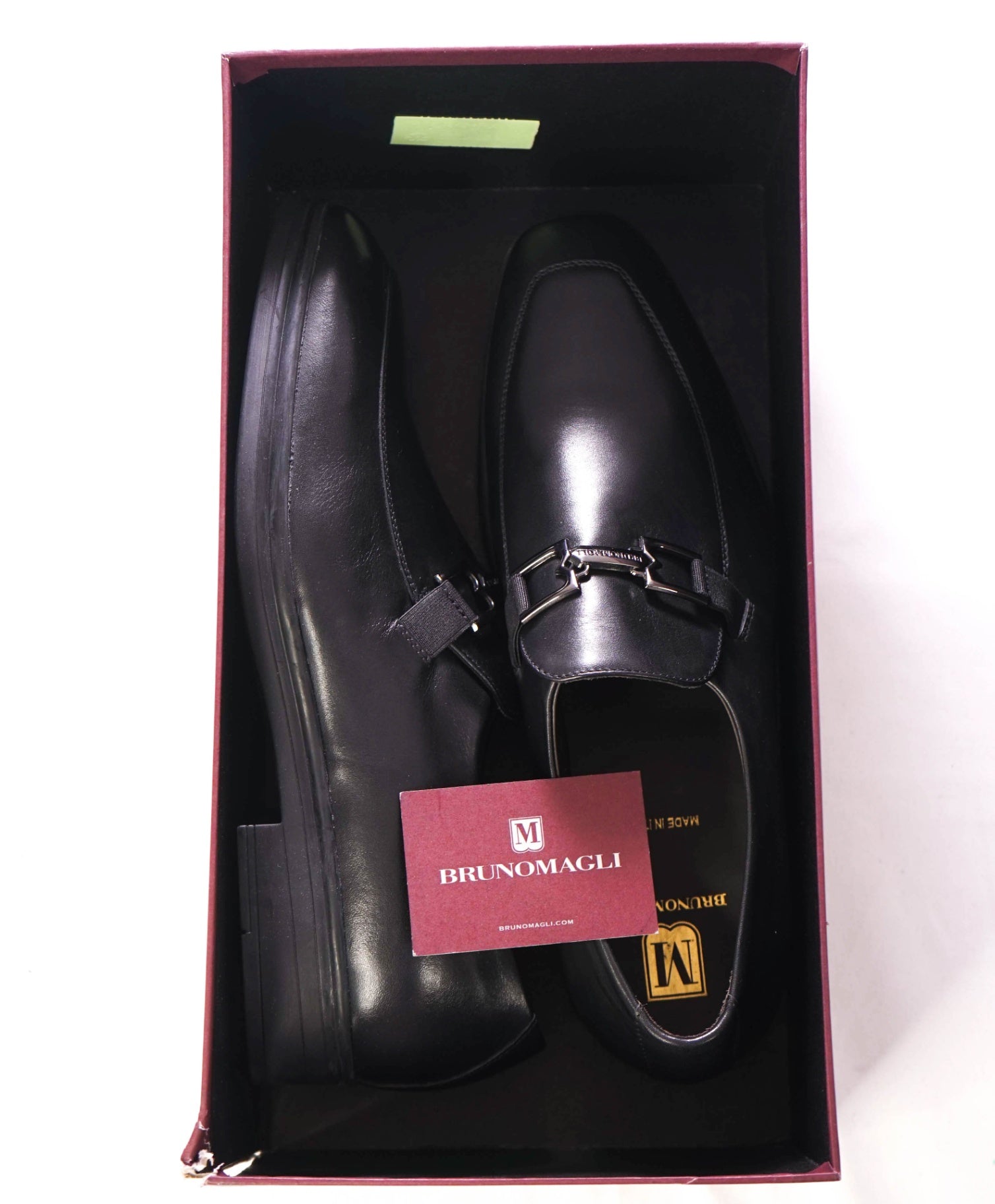 $420 BRUNO MAGLI - Leather Black Logo Bit Loafers - 11 M