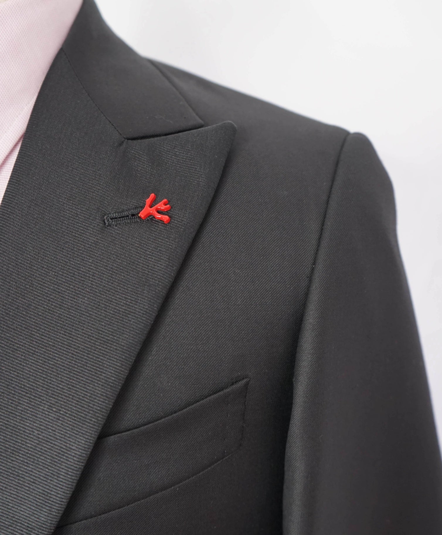 $4,595 ISAIA - Wool Black "AQUASPIDER" Peak Lapel Tuxedo Suit - 36R