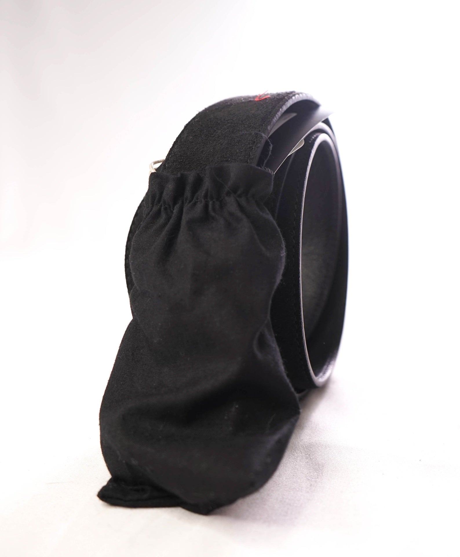 $850 BRIONI - Black Suede Belt Solid Brass Buckle - 42W