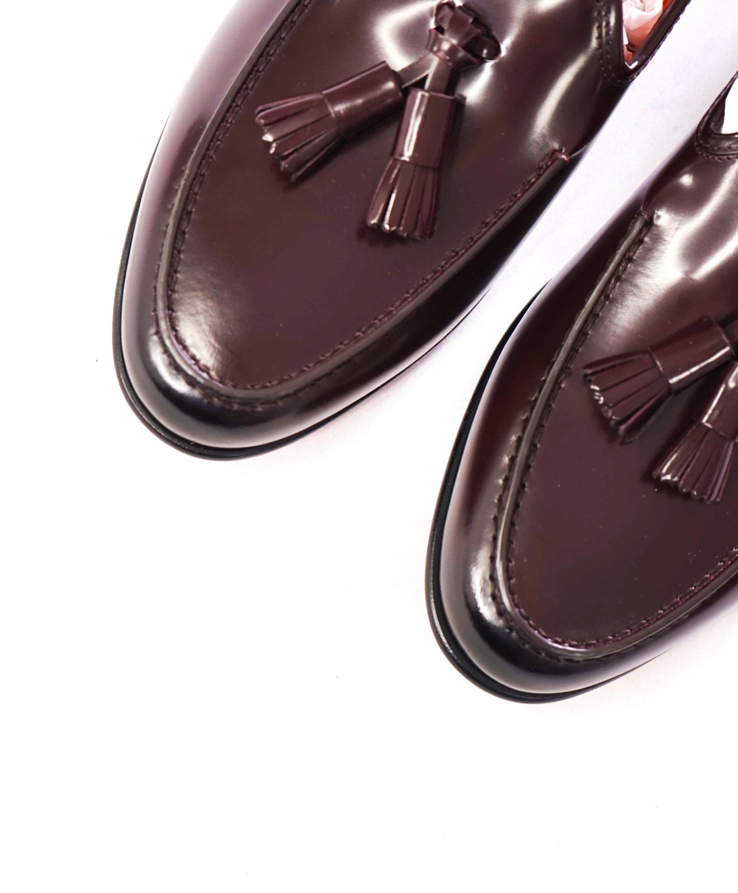 $1,170 SANTONI - GOODYEAR Leather Burgundy Tassel Loafers - US 10 (9UK)