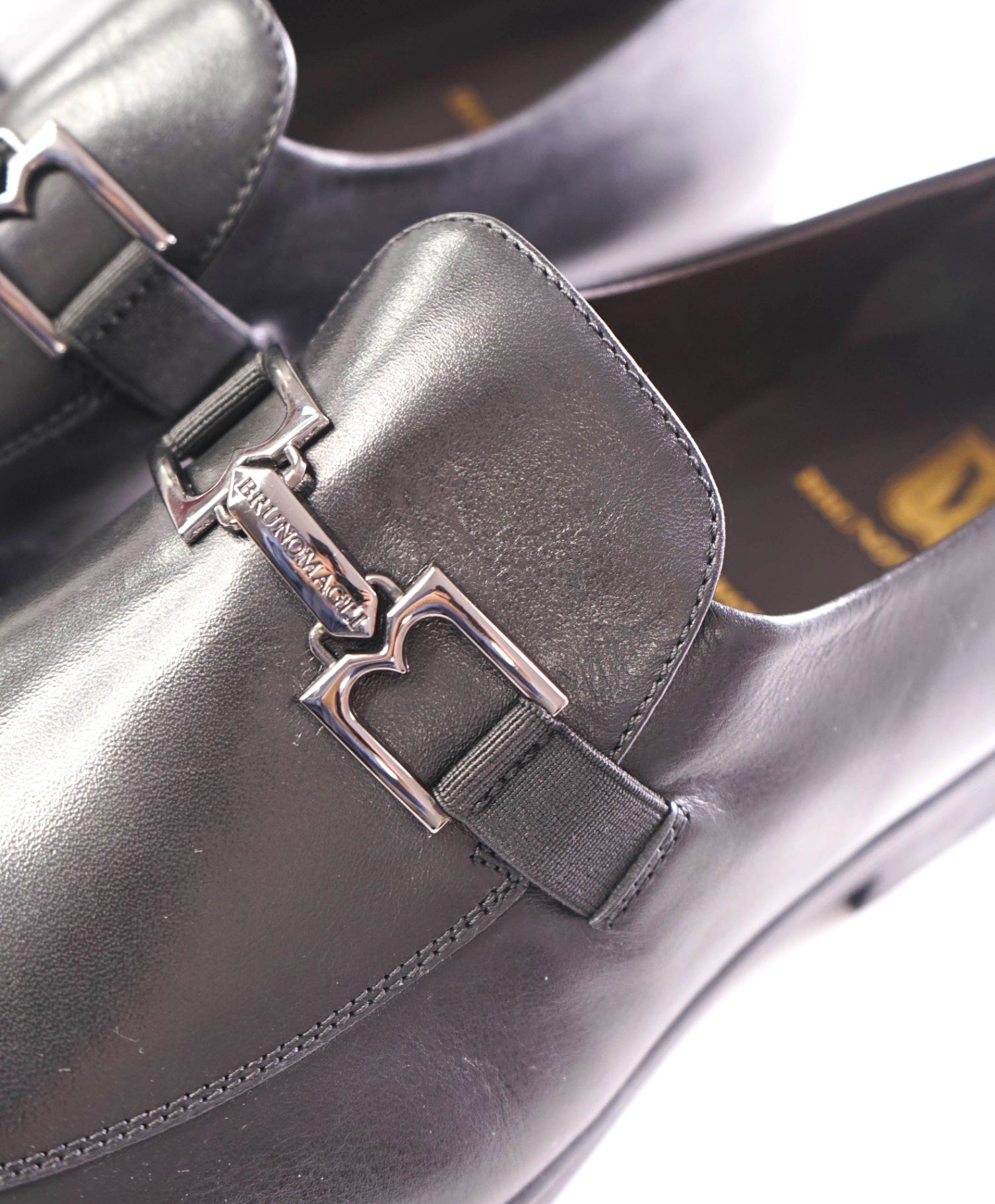 $420 BRUNO MAGLI - Leather Black Logo Bit Loafers - 11 M