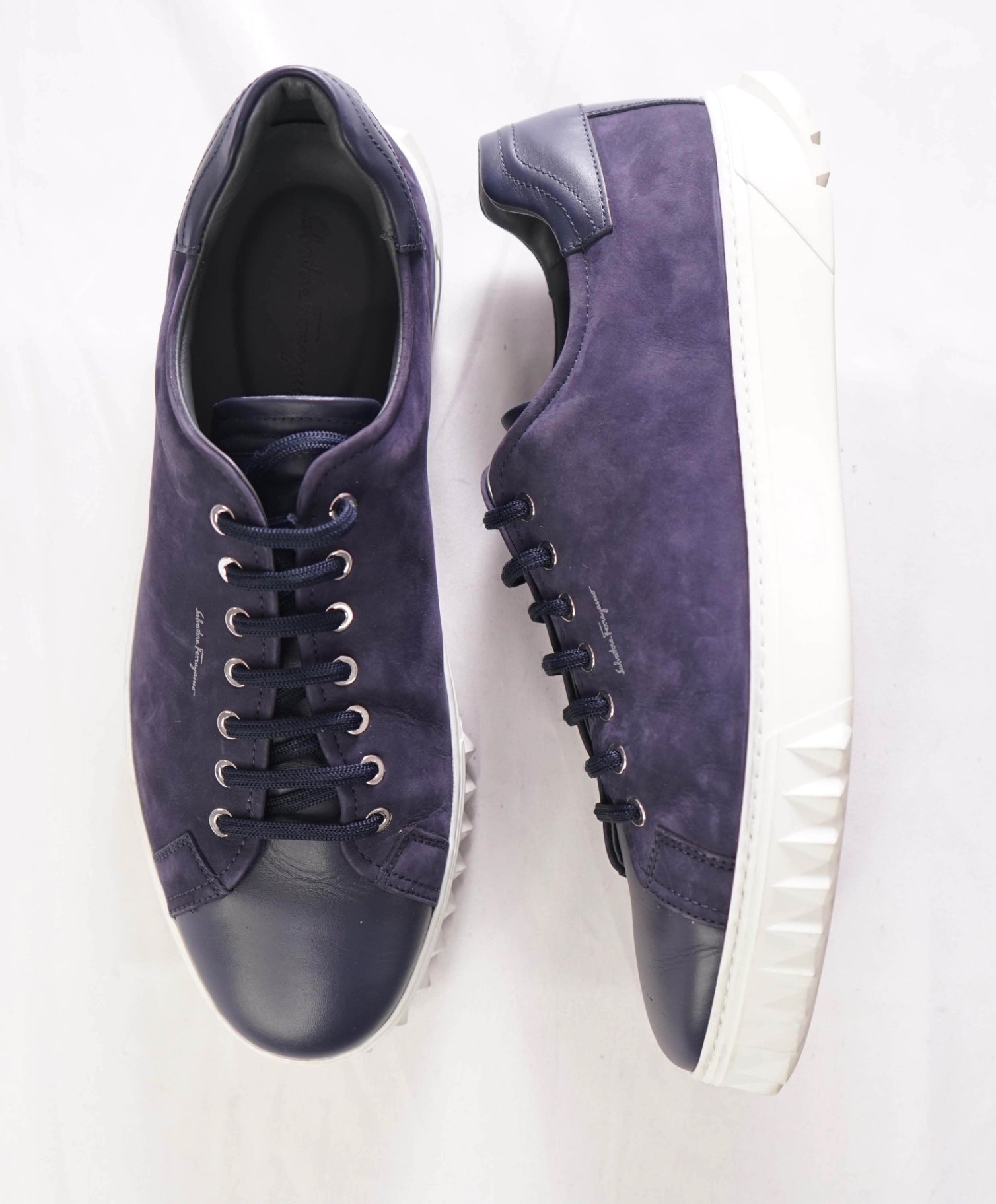 $750 FERRAGAMO - *Rhinoceros* Navy Gancini Sneaker -12 M