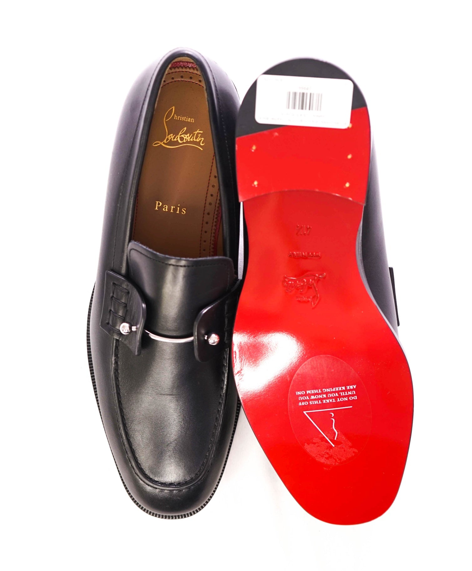 $1,095 Christain Louboutin Solid Black Loafers Leather US 8.5 (EU41.5)