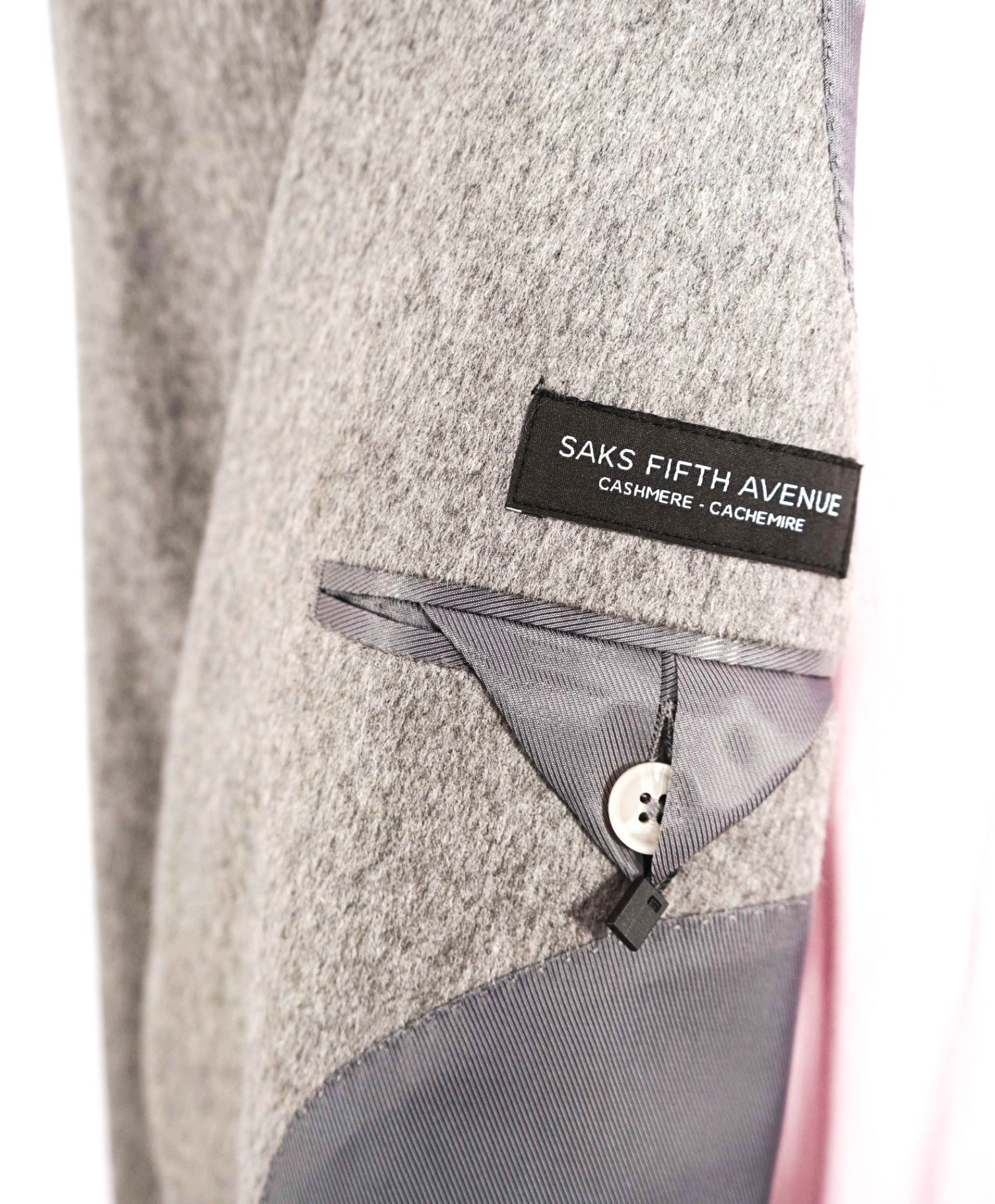 Saks Fifth Avenue Solid Grey Cashmere Blazer 48L