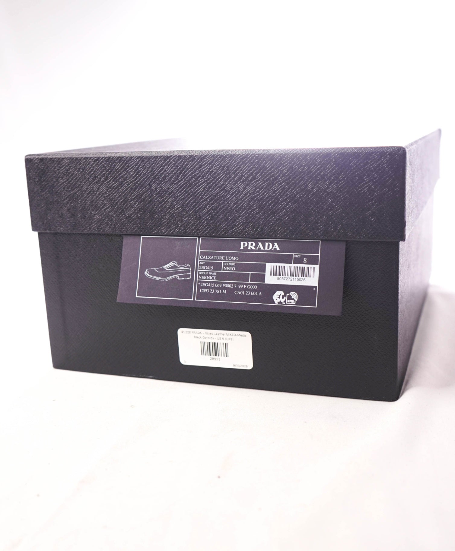 $1,320 PRADA - Black Leather Mixed-Media Lug Sole Oxfords - US 9 (UK8)