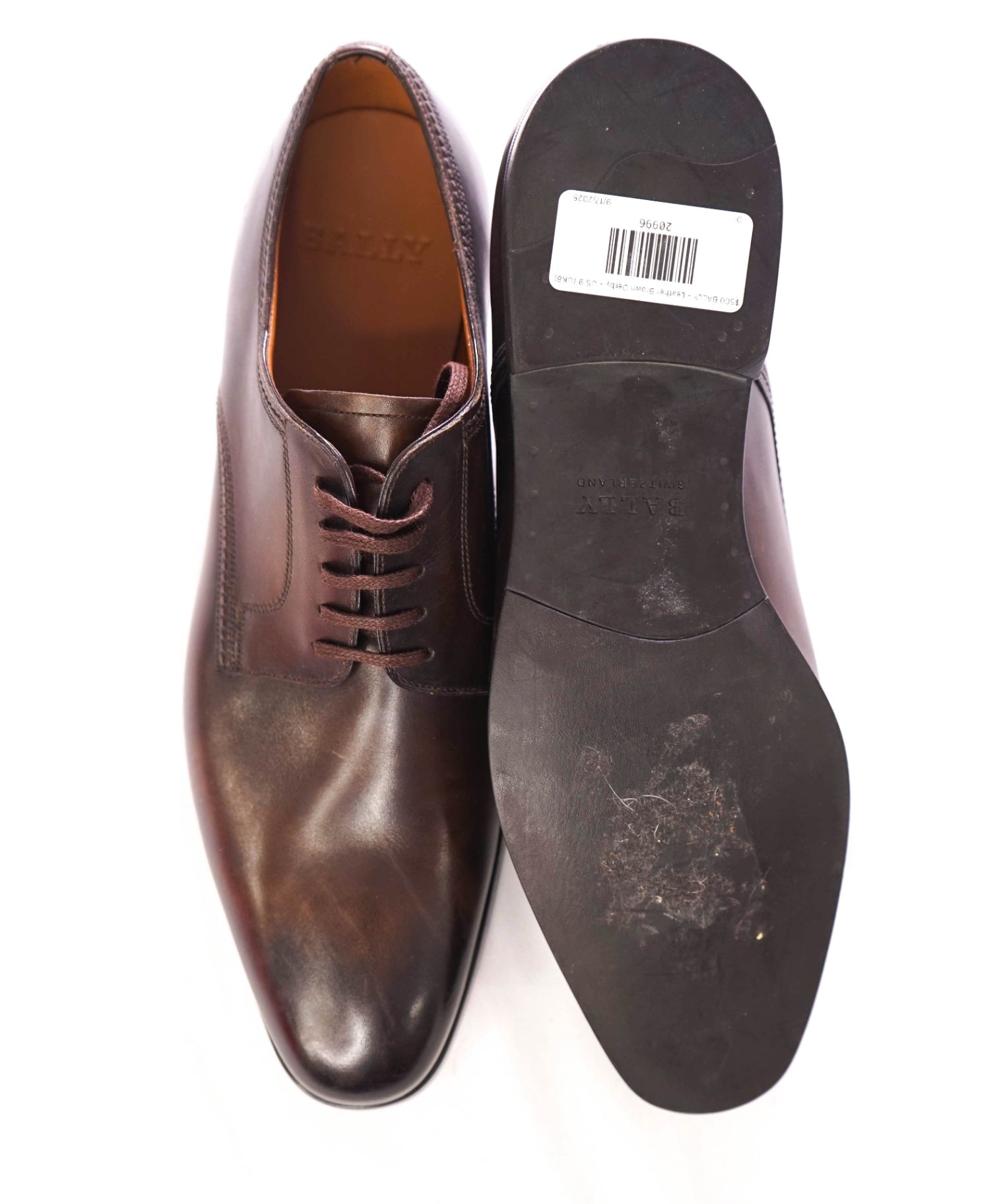 BALLY - “LANTOUR” Brown Patina Oxfords Durable Rubber Sole - US 9 (UK8)