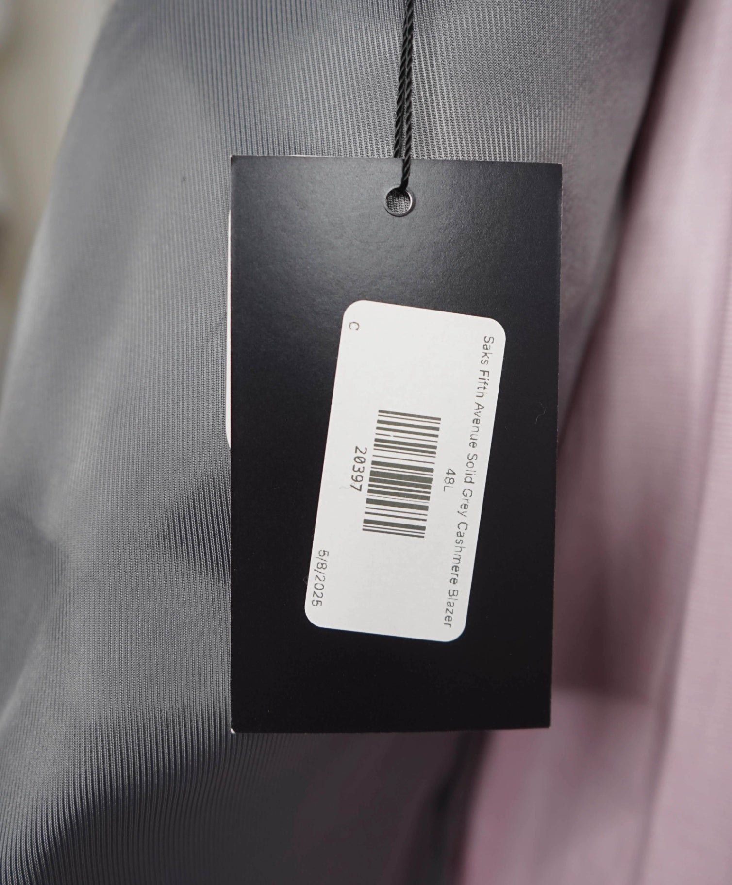 Saks Fifth Avenue Solid Grey Cashmere Blazer 48L