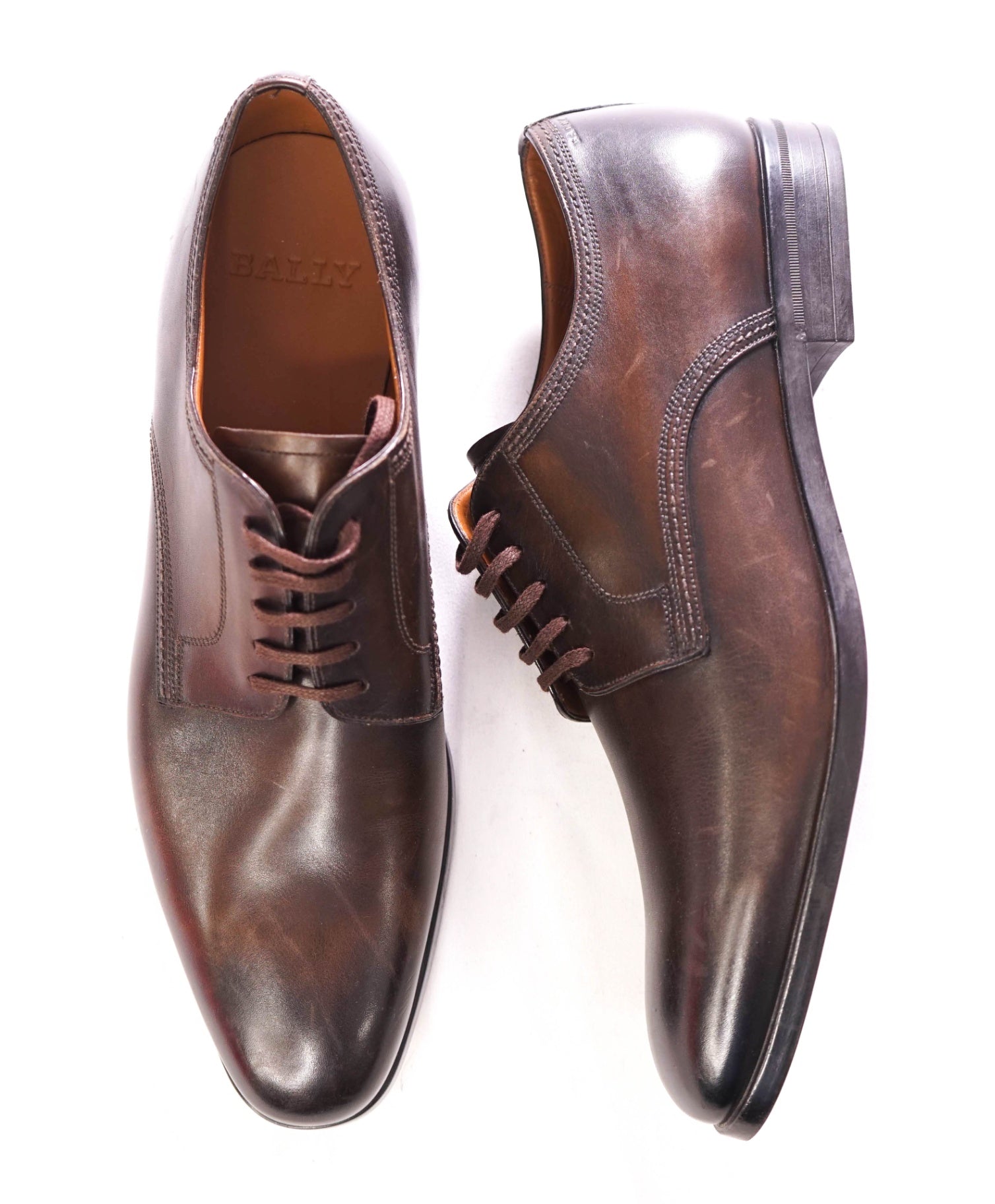 BALLY - “LANTOUR” Brown Patina Oxfords Durable Rubber Sole - US 9 (UK8)