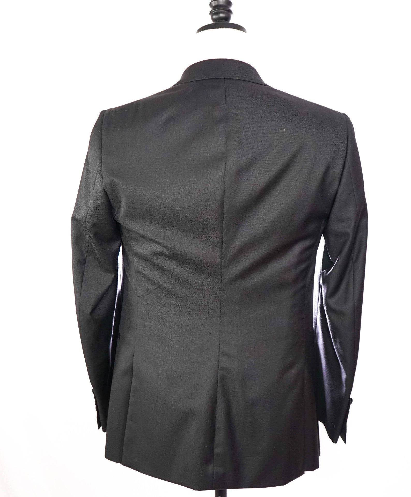$4,595 ISAIA - Wool Black "AQUASPIDER" Peak Lapel Tuxedo Suit - 36R
