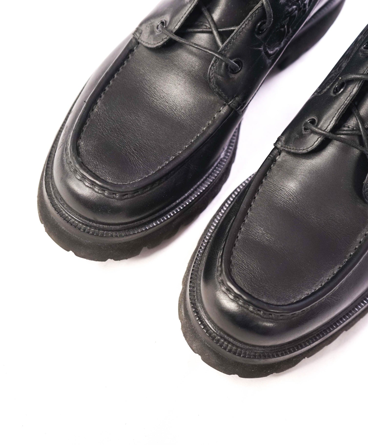 $1,150 FERRAGAMO - Naval Black High Combat Boots - 10 M