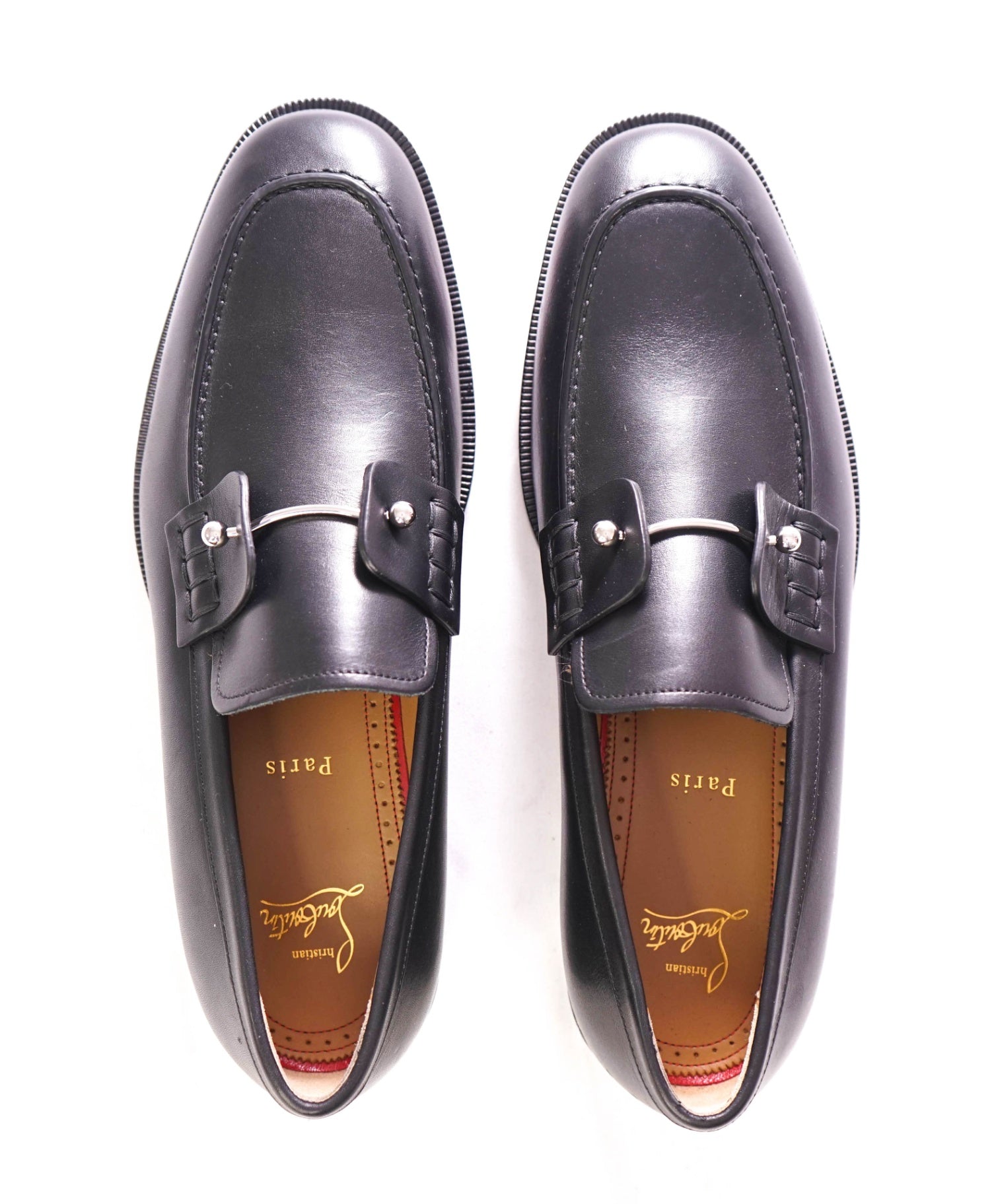 $1,095 Christain Louboutin Solid Black Loafers Leather US 8.5 (EU41.5)