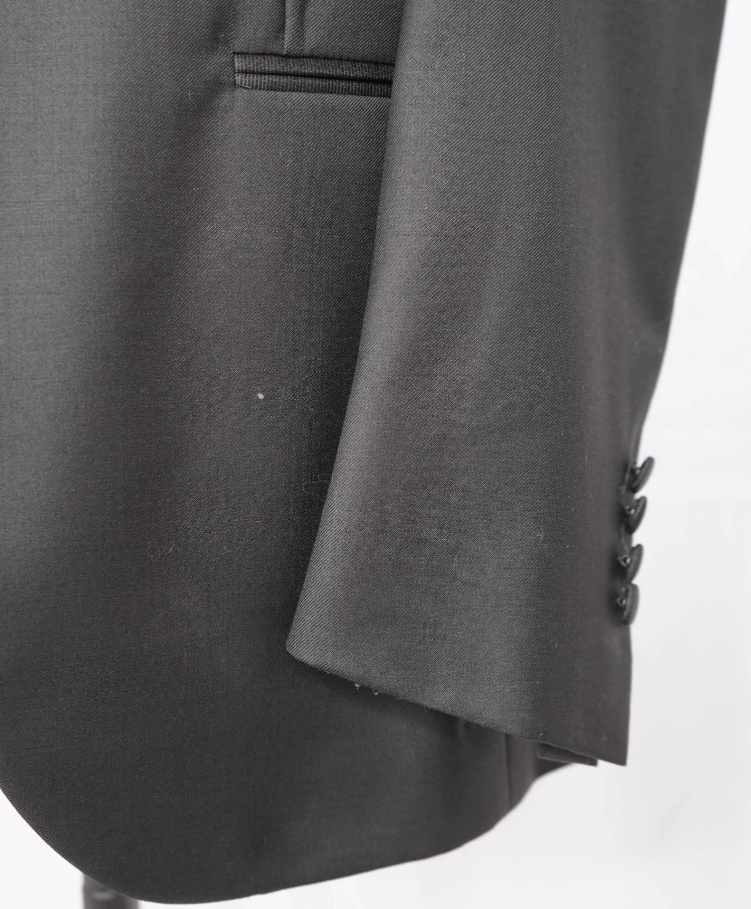 $4,595 ISAIA - Wool Black "AQUASPIDER" Peak Lapel Tuxedo Suit - 36R