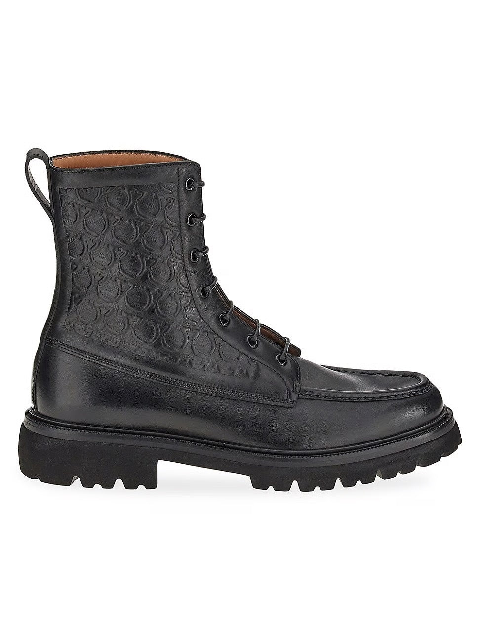 $1,150 FERRAGAMO - Naval Black High Combat Boots - 10 M