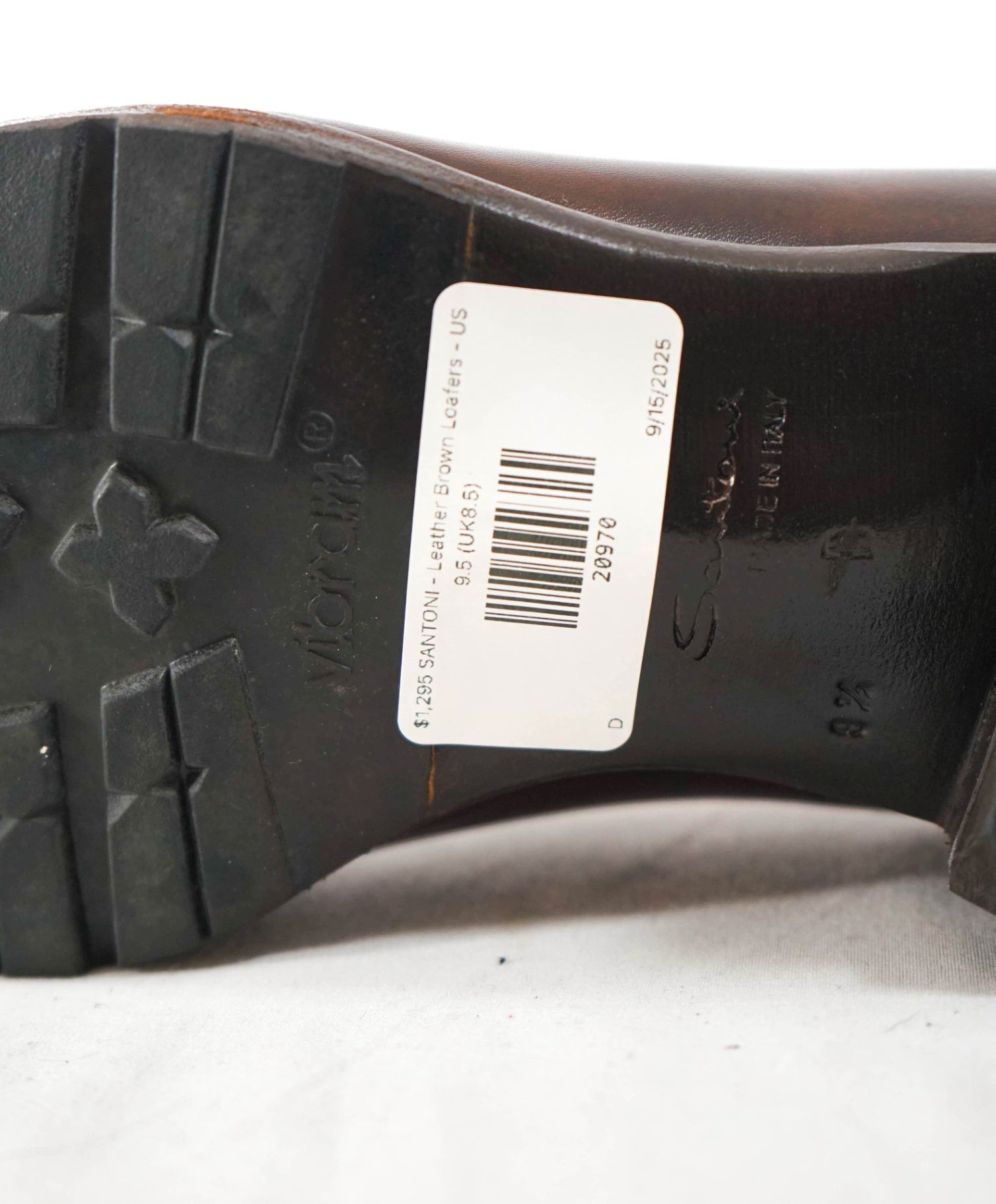 $1,295 SANTONI - LUG SOLE Leather Brown Loafers - US 9.5 (UK8.5)