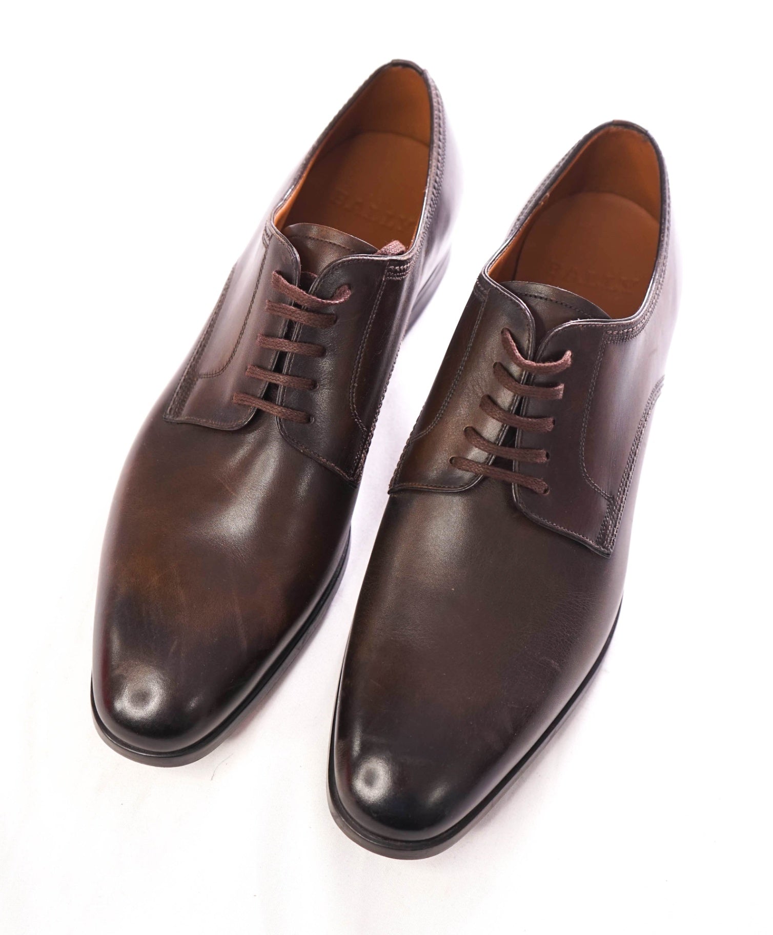 BALLY - “LANTOUR” Brown Patina Oxfords Durable Rubber Sole - US 9 (UK8)