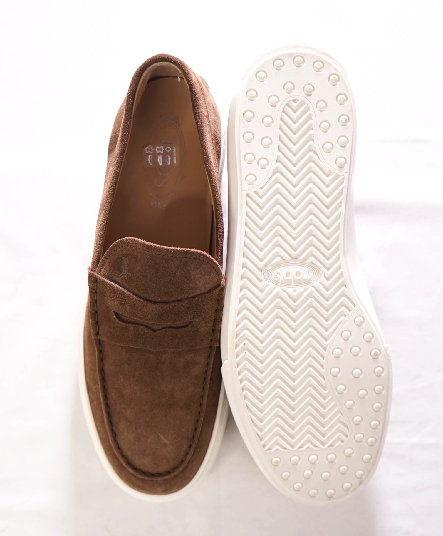 $1,045 TOD'S - Suede Brown Penny Loafer Sneakers - US 11 (UK10)
