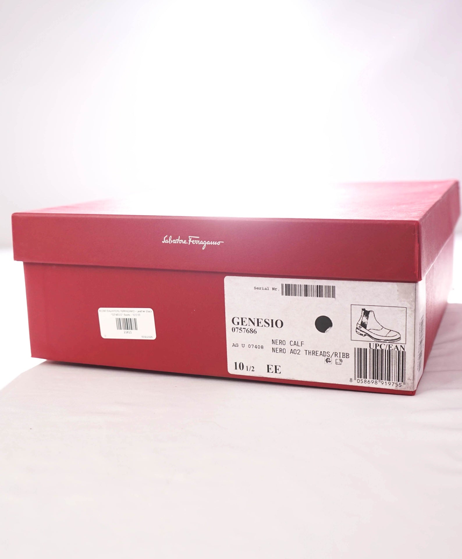 $1,390 FERRAGAMO - Leather Black "GENESIO" Chelsea Boots - 10.5 EE