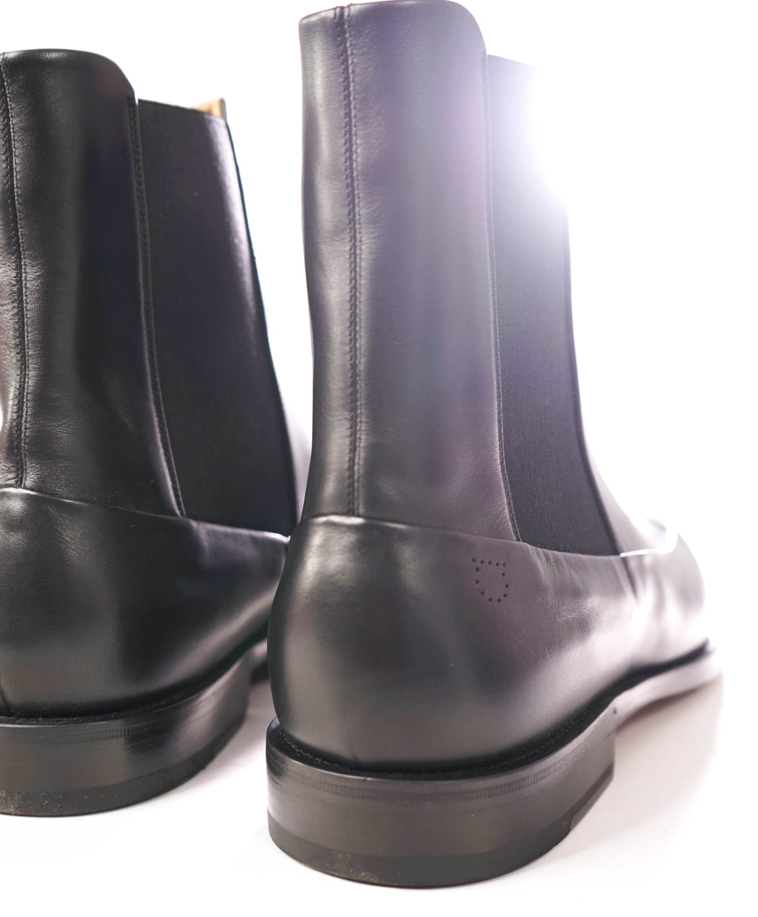 $1,390 FERRAGAMO - Leather Black "GENESIO" Chelsea Boots - 10.5 EE