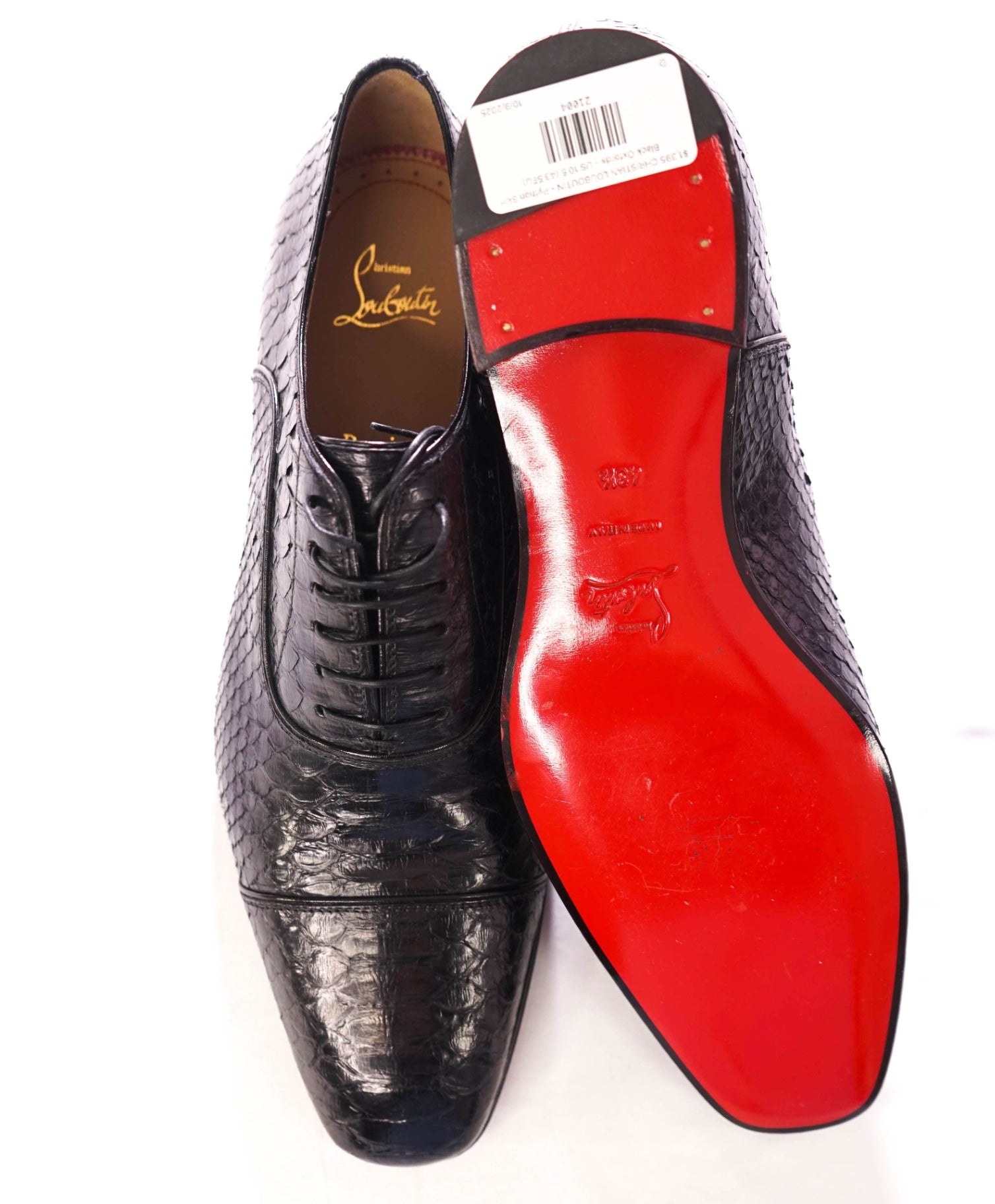 $1,800 CHRISTIAN LOUBOUTIN - Python Skin Black Oxfords - US 10.5 (43.5EU)