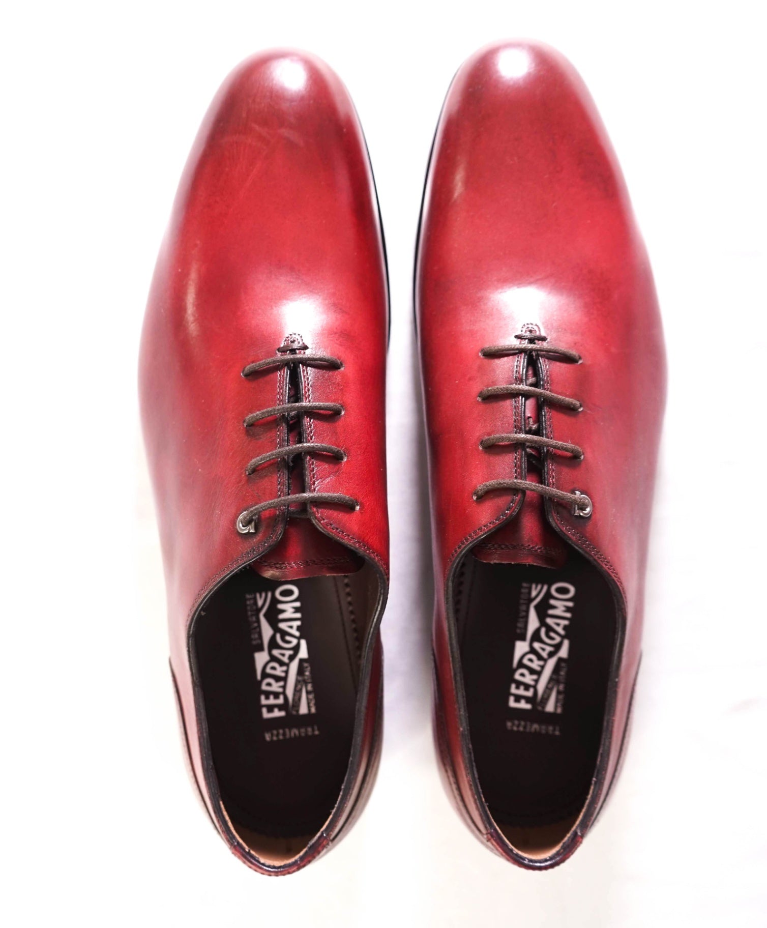 $1,395 FERRAGAMO - TRAMEZZA Burgundy "BARCLAY" Oxfords - 7.5 D