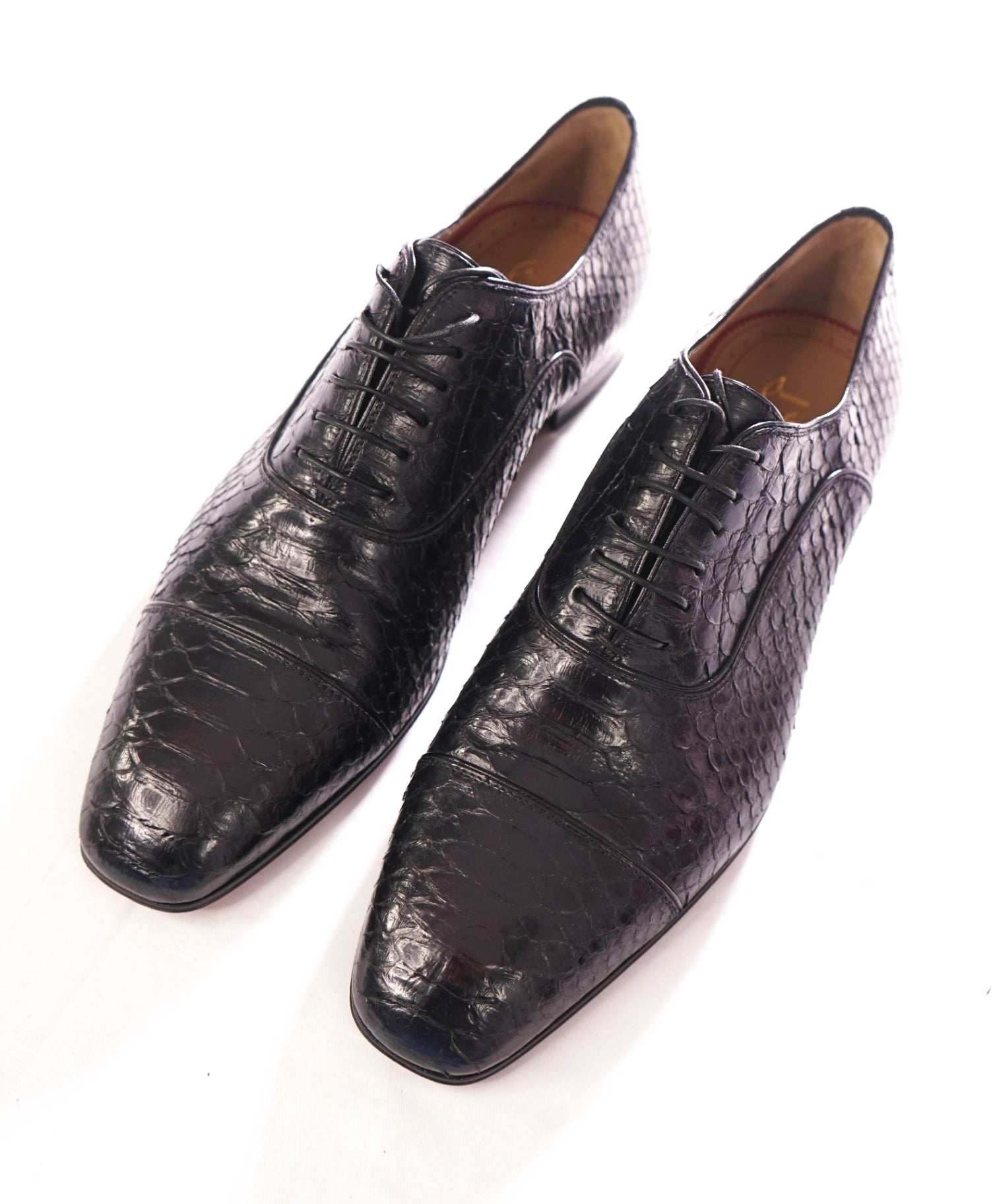 $1,800 CHRISTIAN LOUBOUTIN - Python Skin Black Oxfords - US 10.5 (43.5EU)