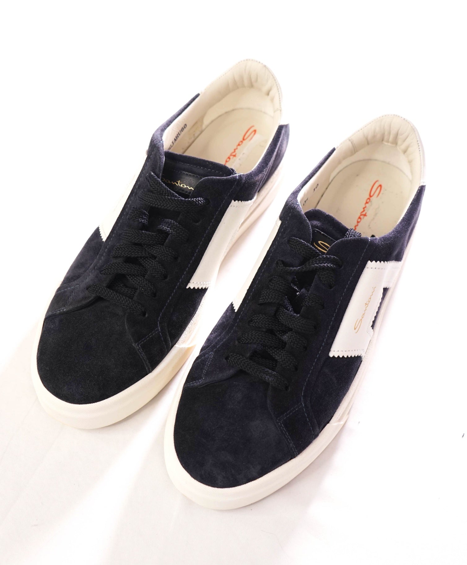 $795 SANTONI - Suede Navy "Double Buckle" Sneaker - US 10 (9UK)