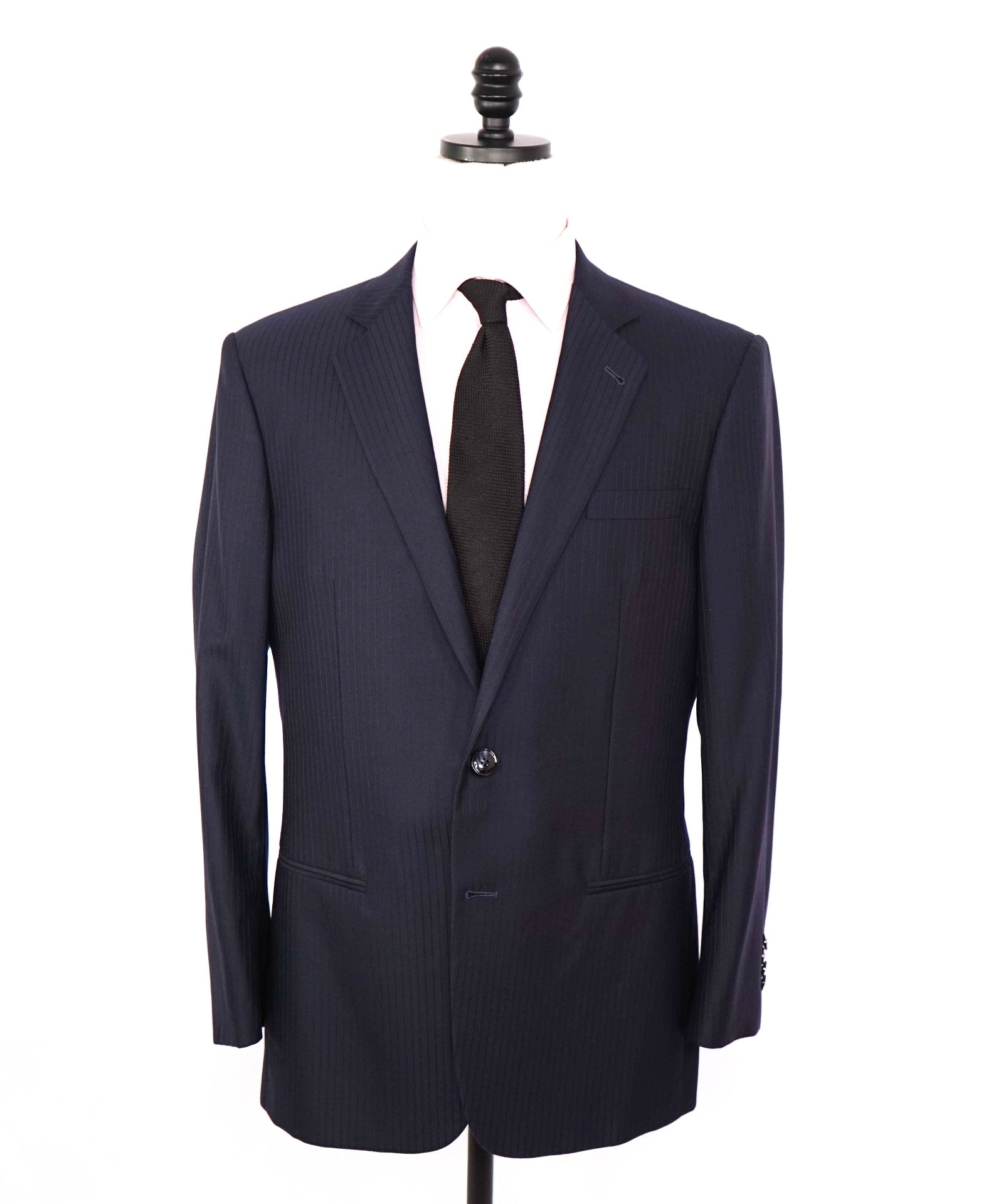 $3,995 GIORGIO ARMANI - "Super 160's" Wool Navy Blue Stripe - 42R