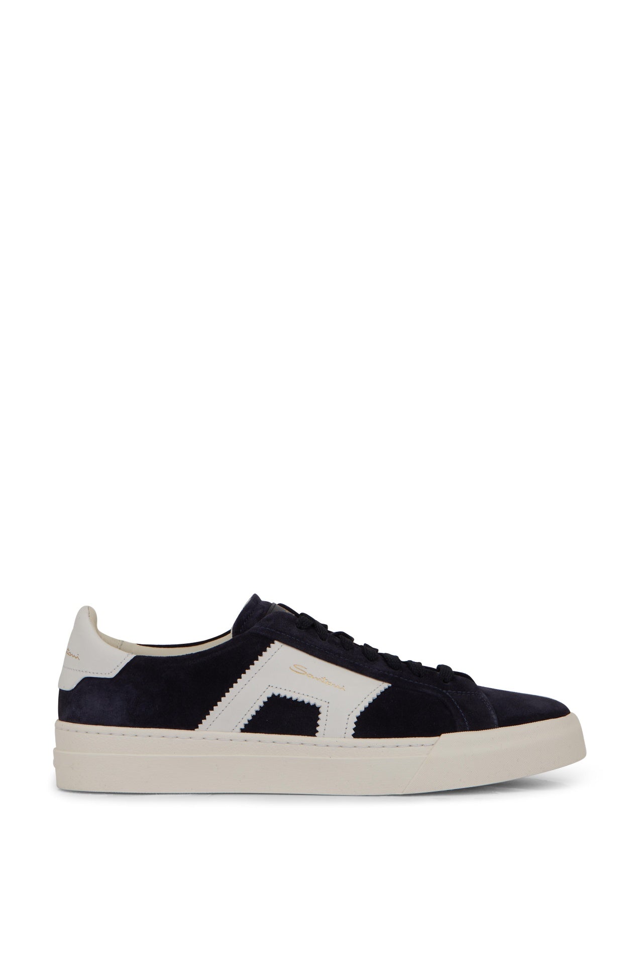 $795 SANTONI - Suede Navy "Double Buckle" Sneaker - US 10 (9UK)