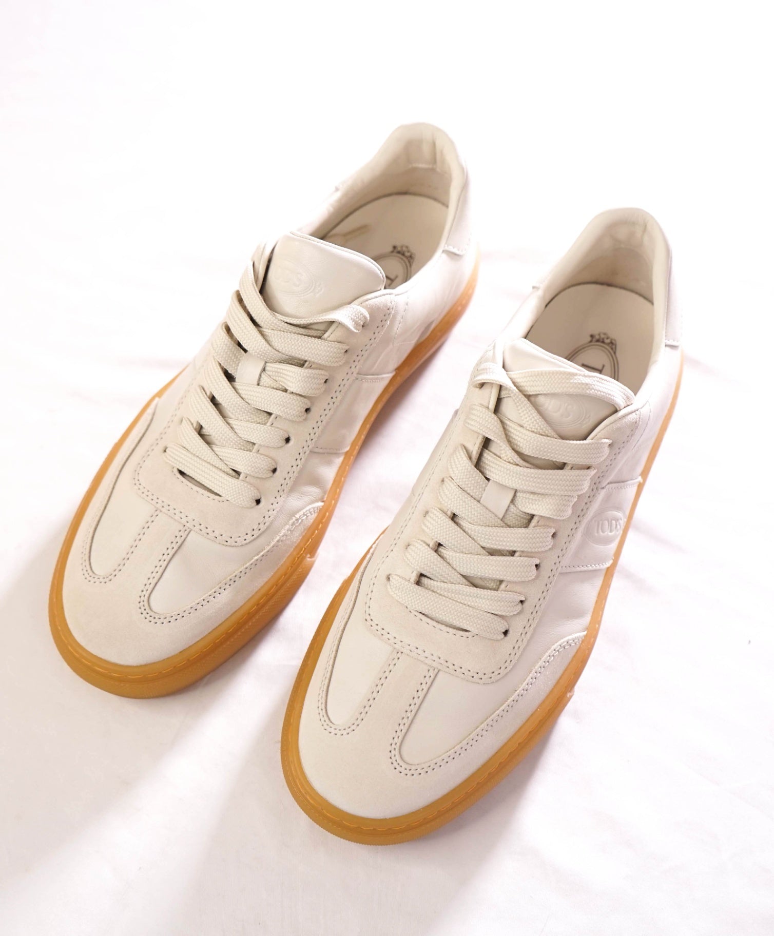 $700 TOD'S - Leather/Suede Ivory White Sneakers - US 9.5 (UK8.5)