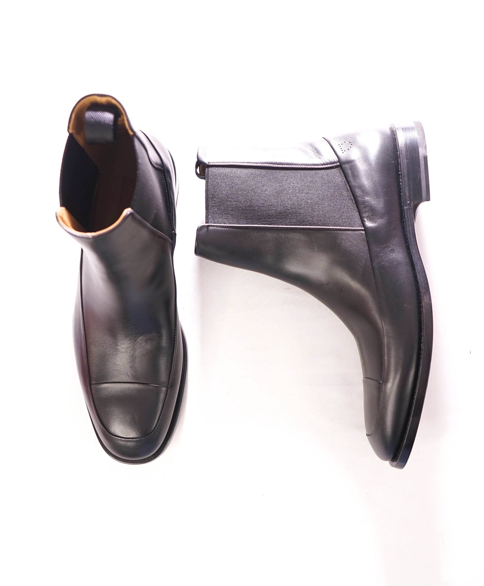 $1,390 FERRAGAMO - Leather Black "GENESIO" Chelsea Boots - 10.5 EE