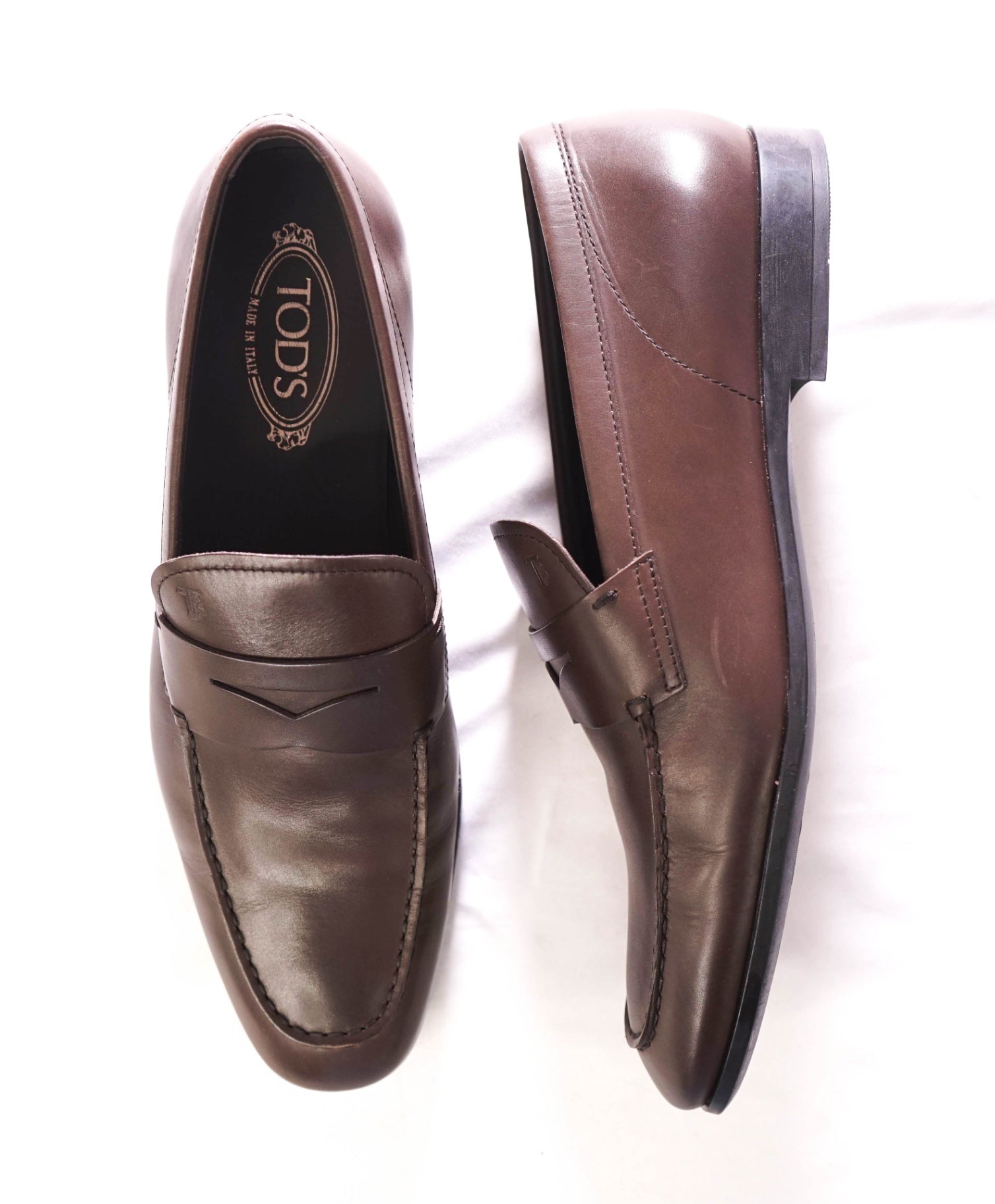 $525 TOD'S - Leather Brown Penny Loafers - US 11 (UK10)
