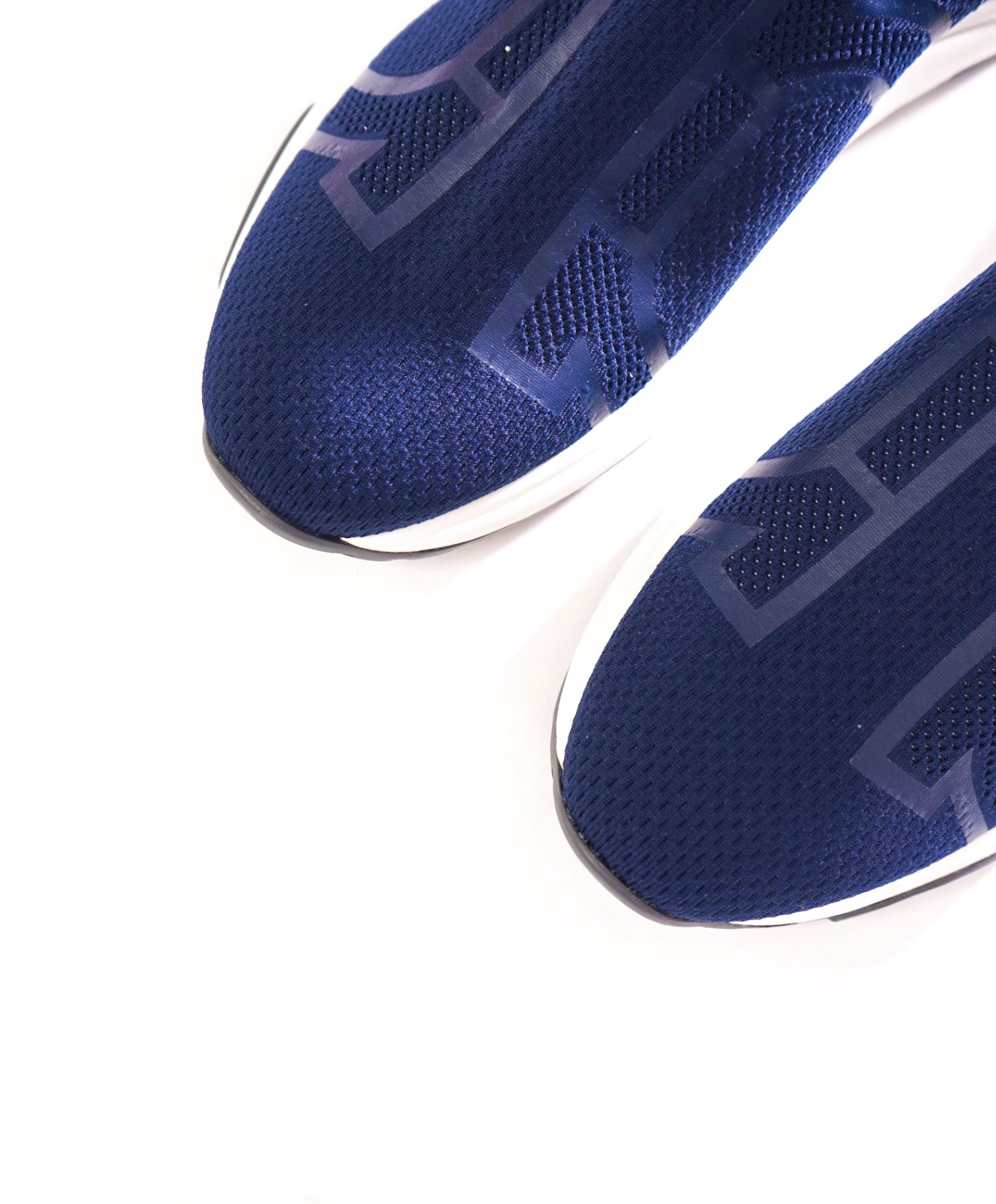 $750 FERRAGAMO - Fabric Navy Blue "SOFT" Knit Sneakers - 11.5