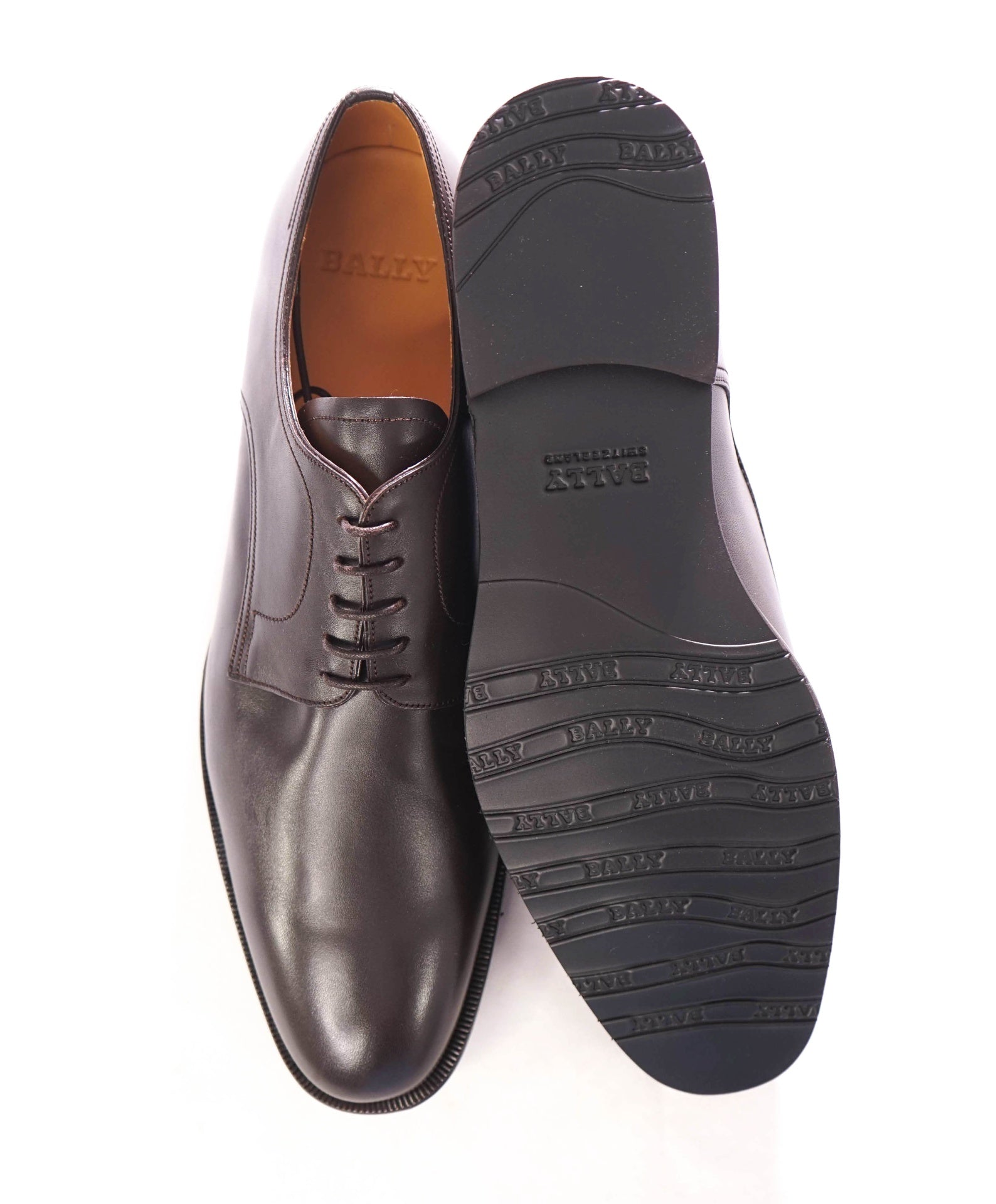 $590 BALLY - Leather Chocolate Brown Derby - US 11.5 3E