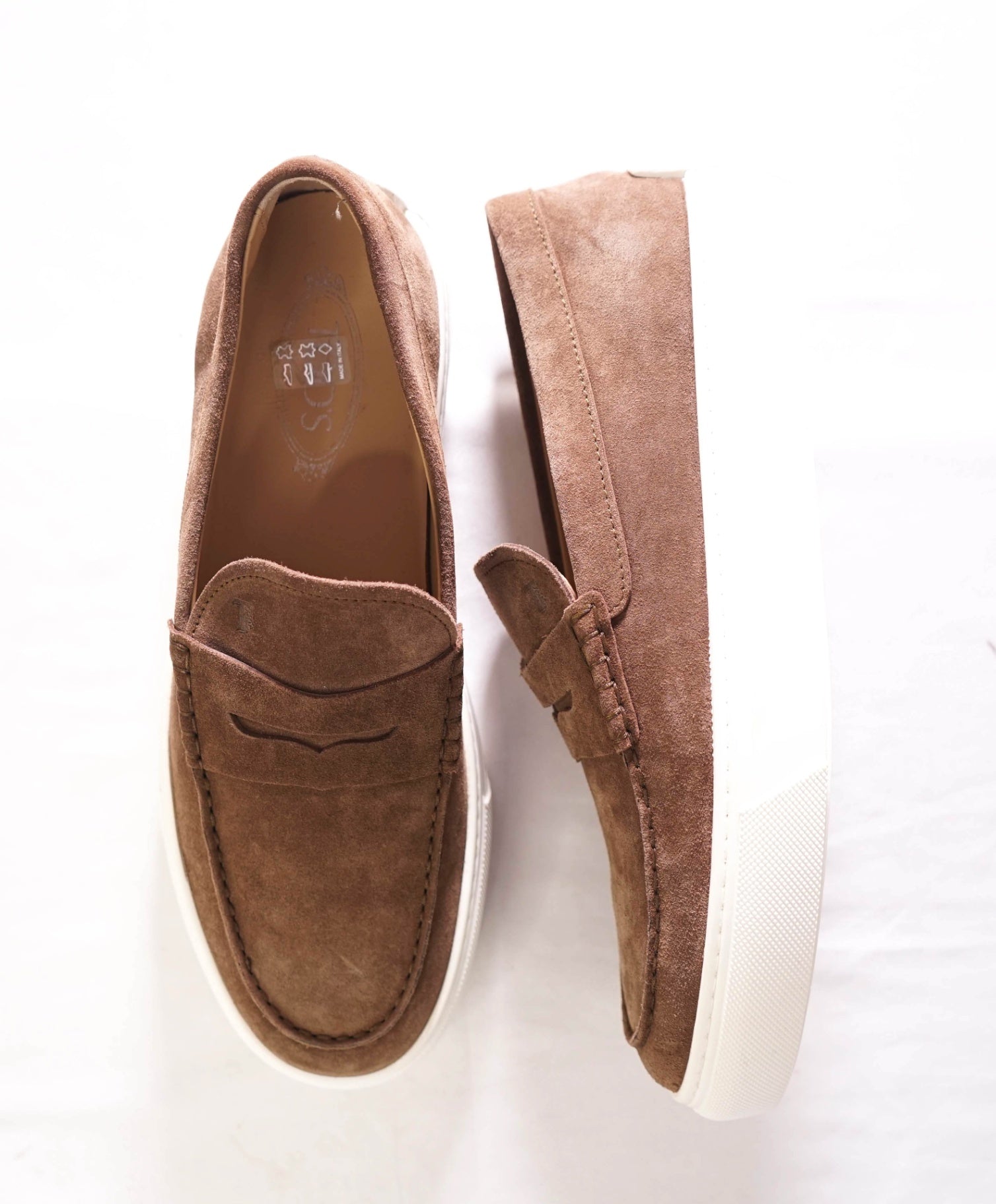 $1,045 TOD'S - Suede Brown Penny Loafer Sneakers - US 11 (UK10)