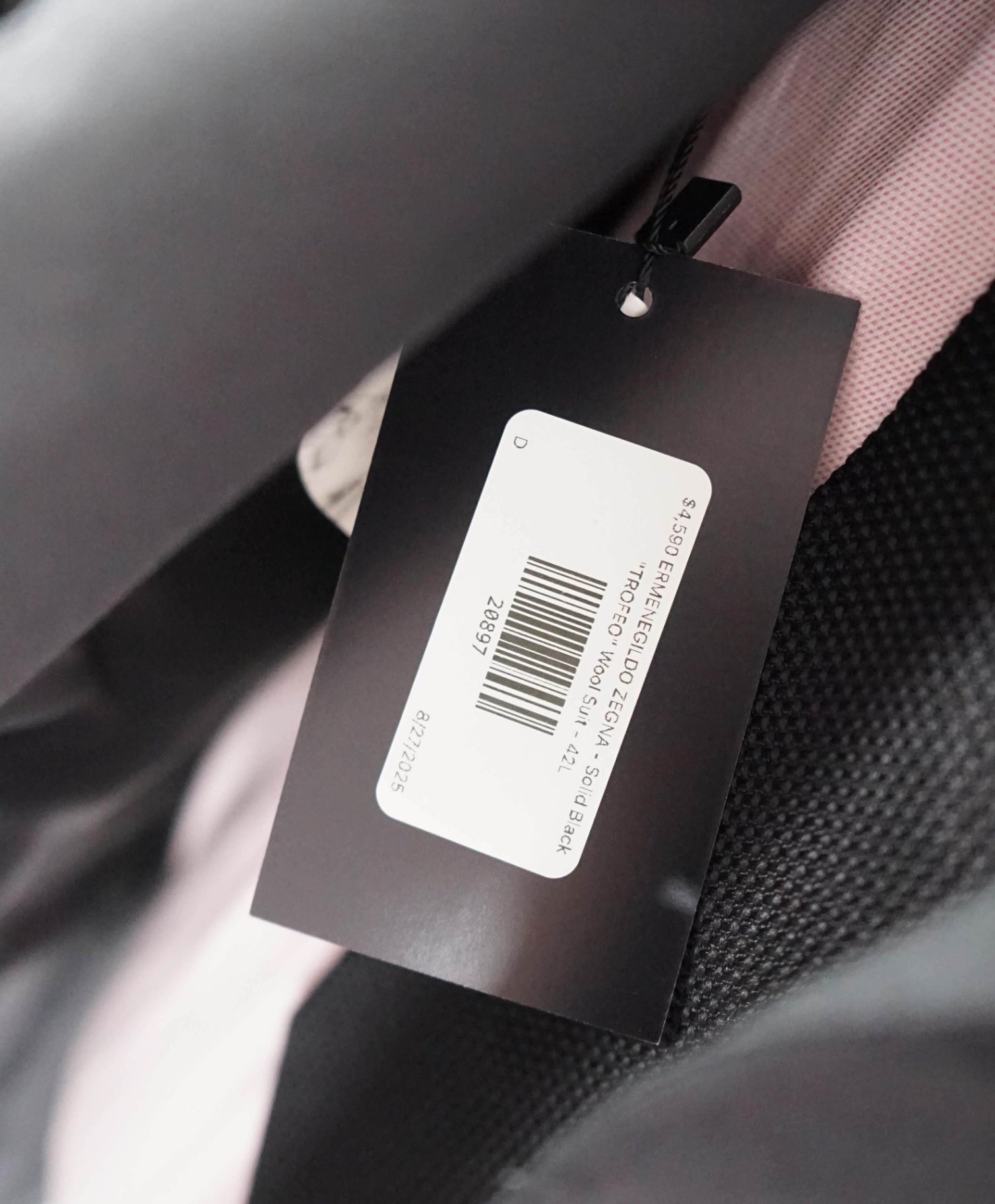 $4,590 ERMENEGILDO ZEGNA - Solid Black "TROFEO" Wool Suit - 42L