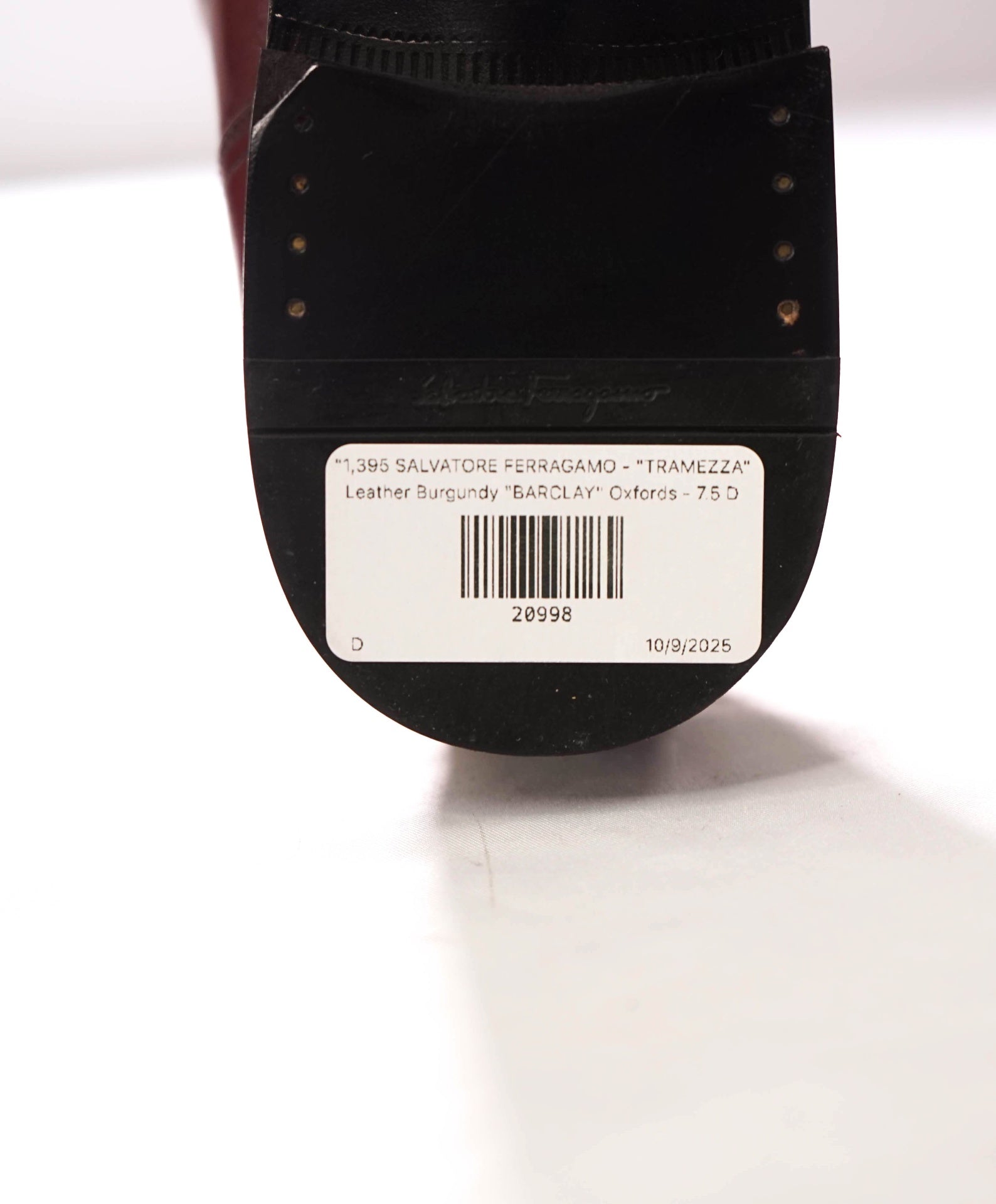 $1,395 FERRAGAMO - TRAMEZZA Burgundy "BARCLAY" Oxfords - 7.5 D