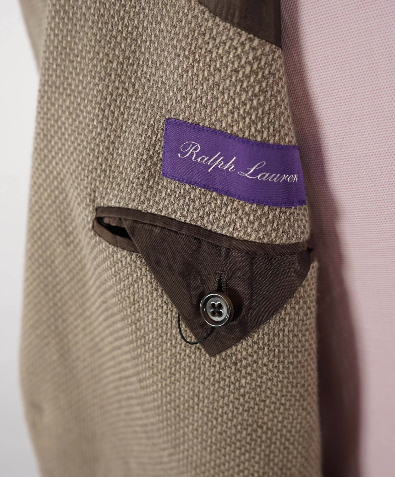 RALPH LAUREN PURPLE LABEL - Linen/Silk/Cashmere Tan Blazer - 42L