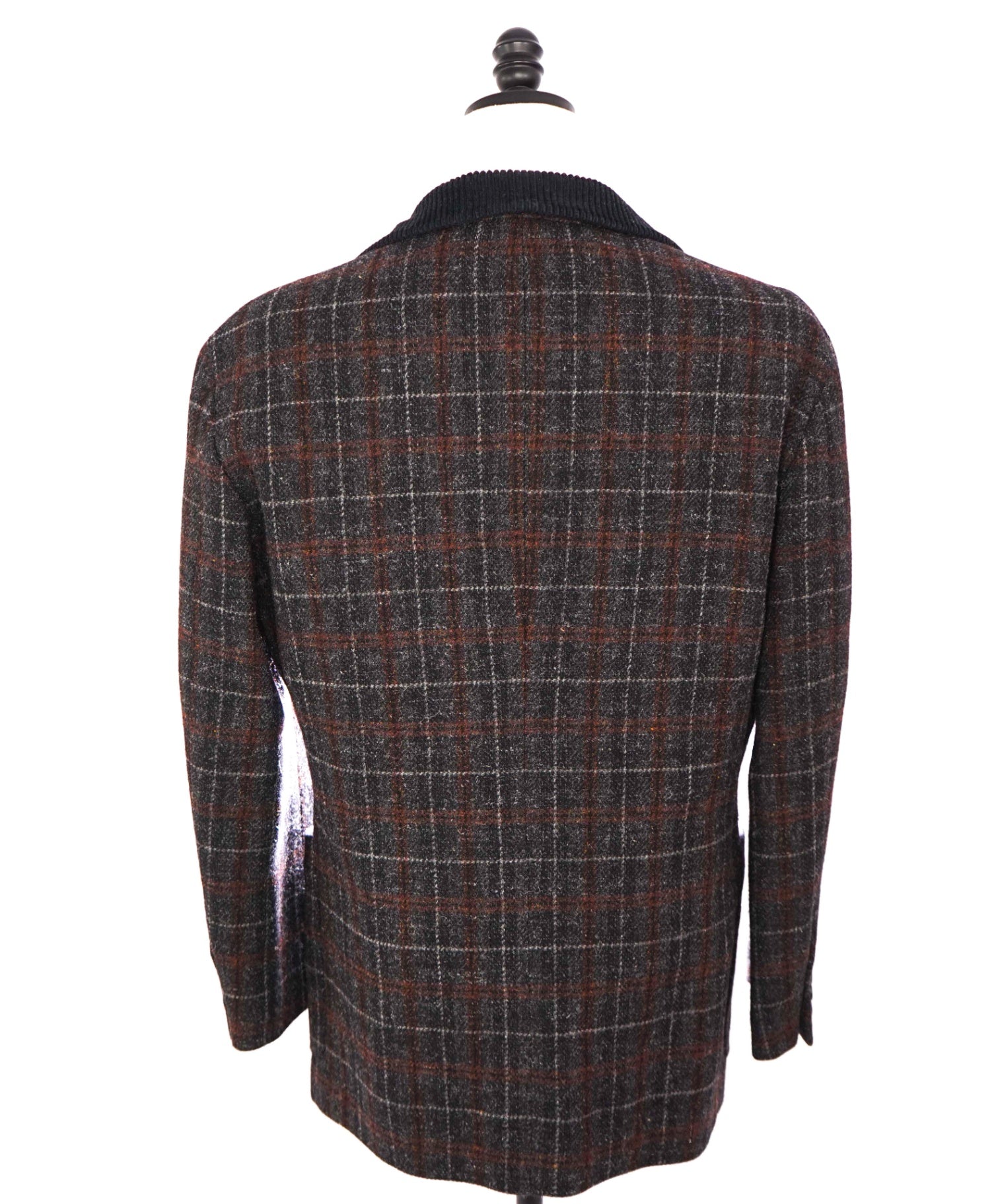 DOLCE & GABBANA - Wool Black/Orange/Red Plaid Overcoat - 40