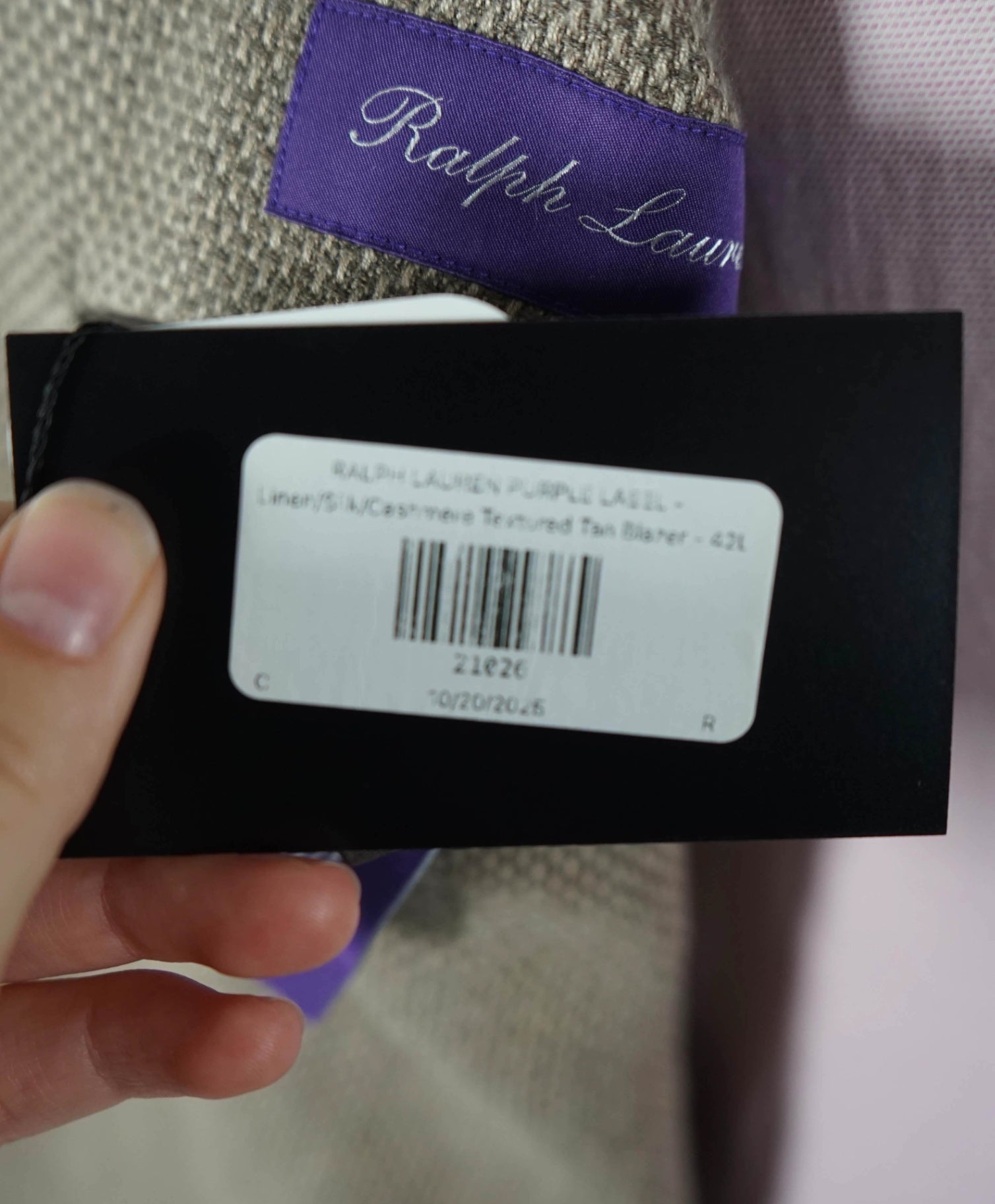 RALPH LAUREN PURPLE LABEL - Linen/Silk/Cashmere Tan Blazer - 42L