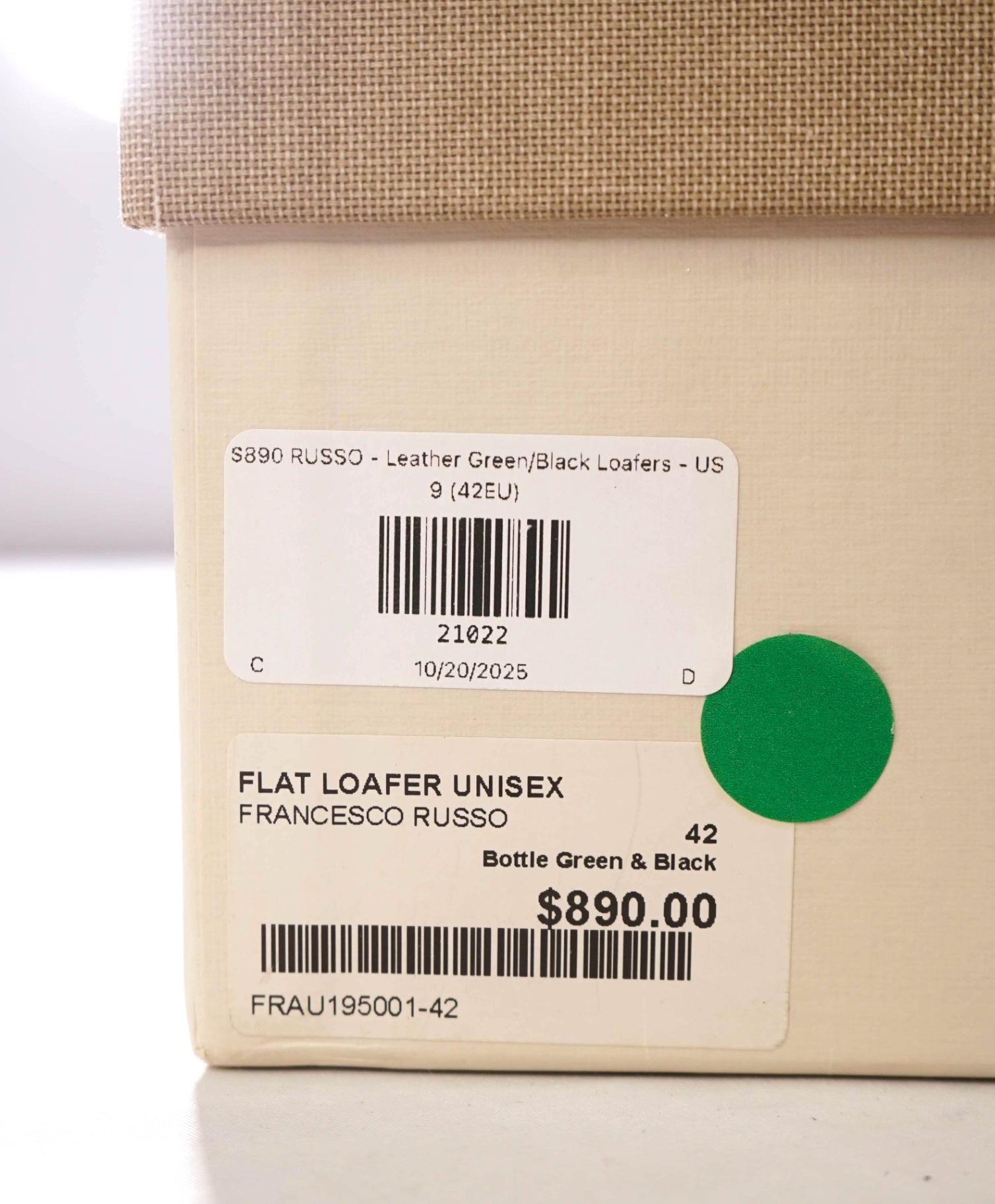 $890 FRANCESCO 21002RUSSO - Leather Green/Black Loafers - US 9 (42EU)