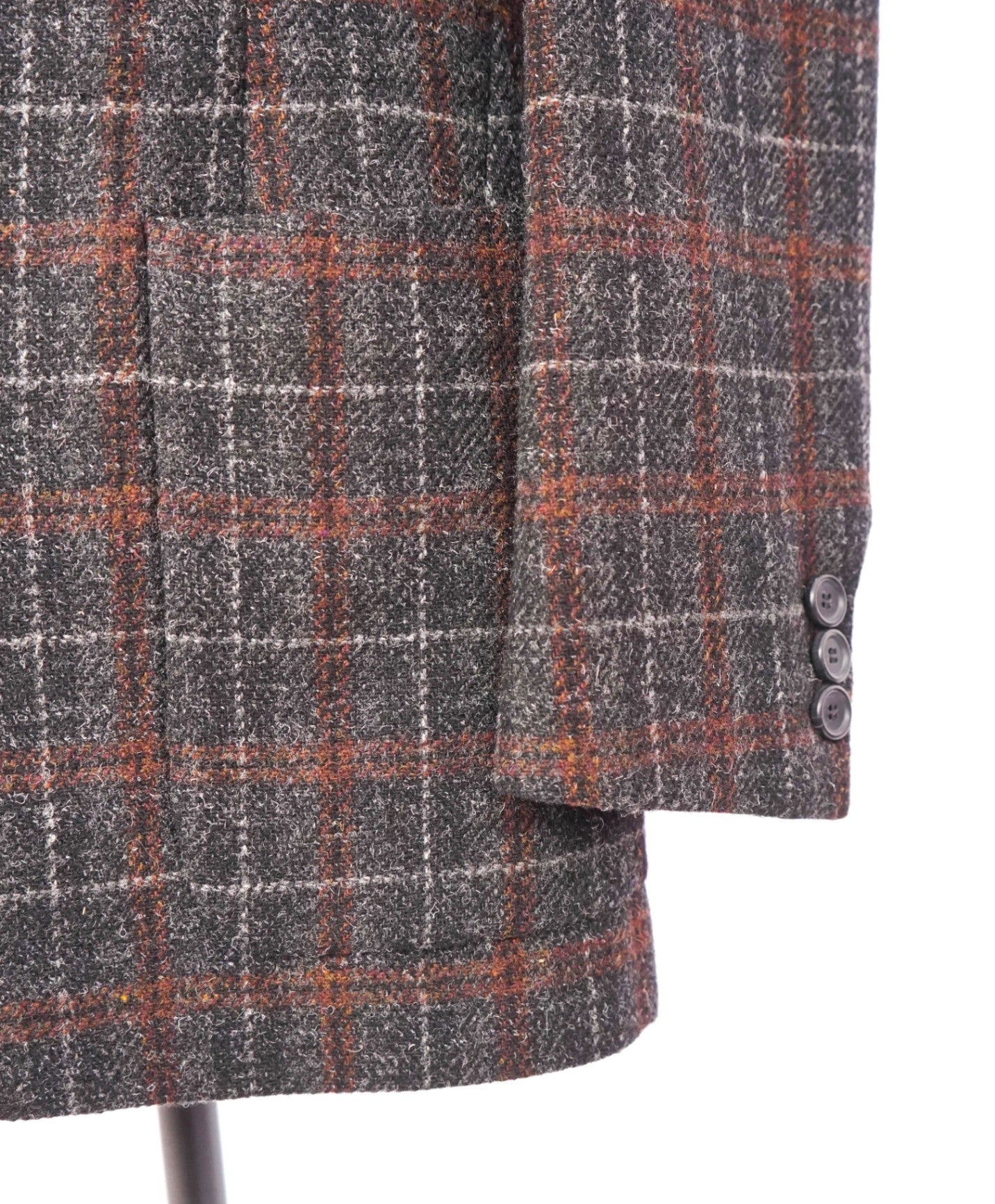 DOLCE & GABBANA - Wool Black/Orange/Red Plaid Overcoat - 40