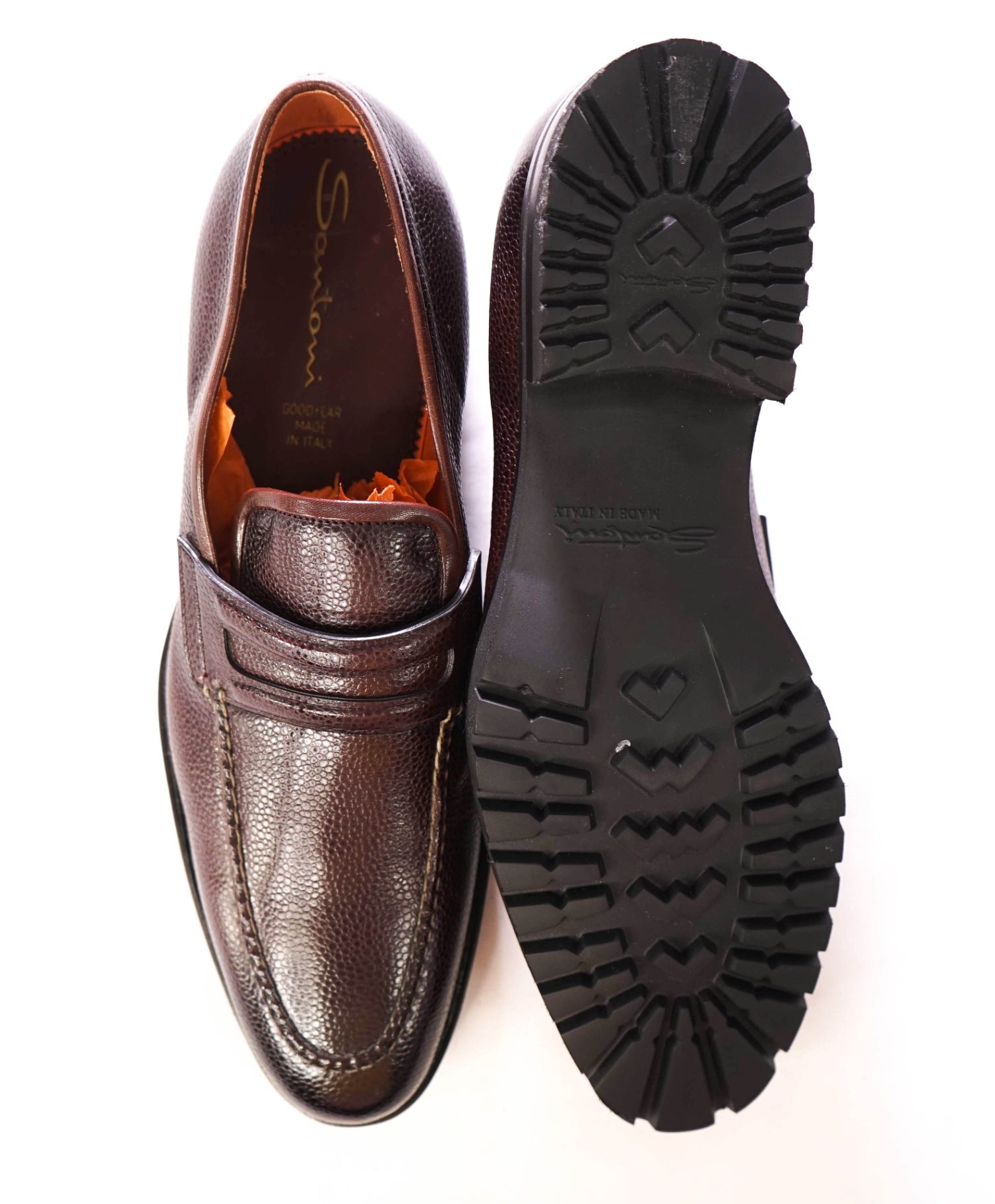 $1,350 SANTONI - GOODYEAR Norwegian Welt Loafers - US 12 (UK11)