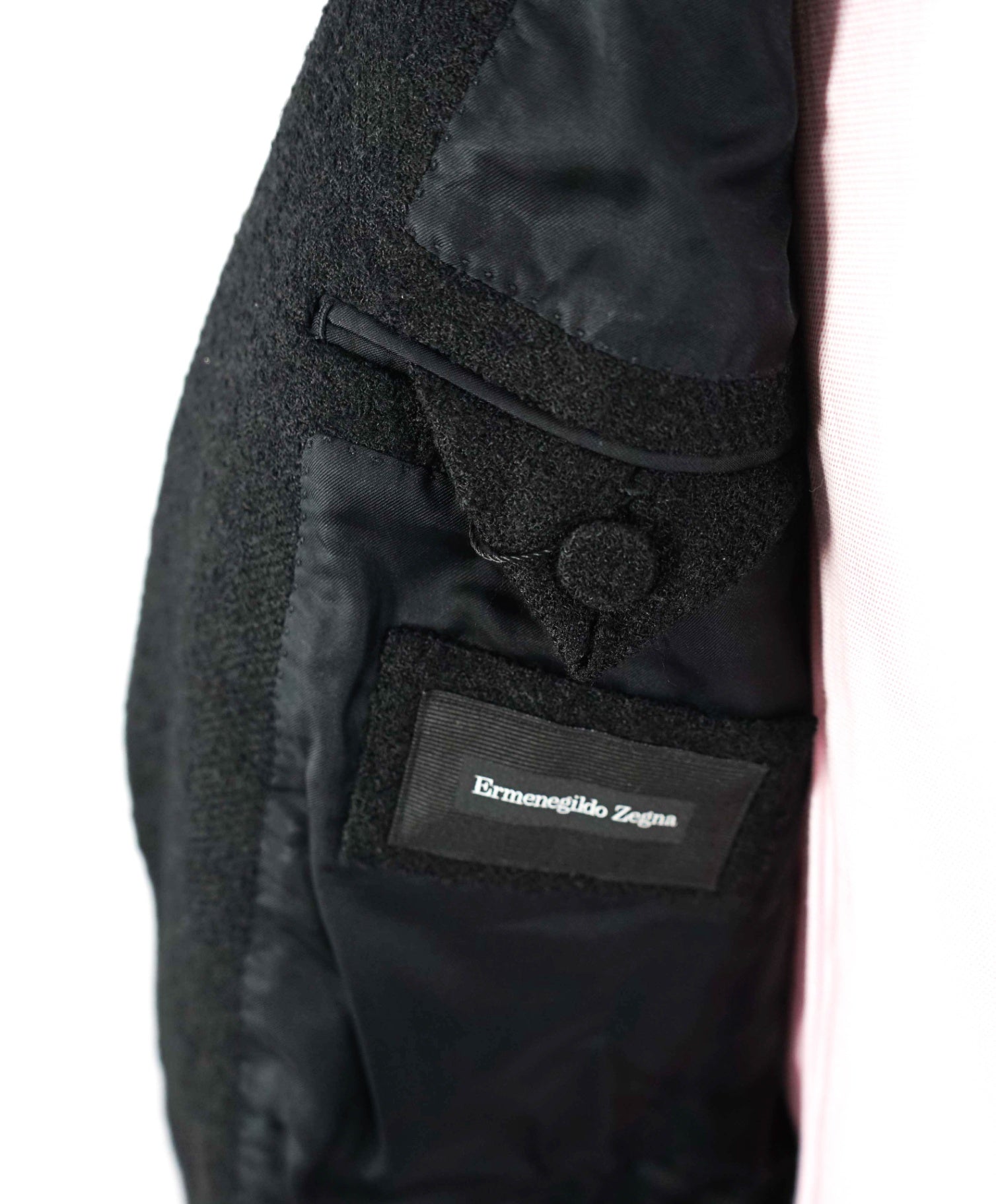 $3,895 ZEGNA - "Venezia" ALPACA Textured Black 1-Btn Blazer - 38R