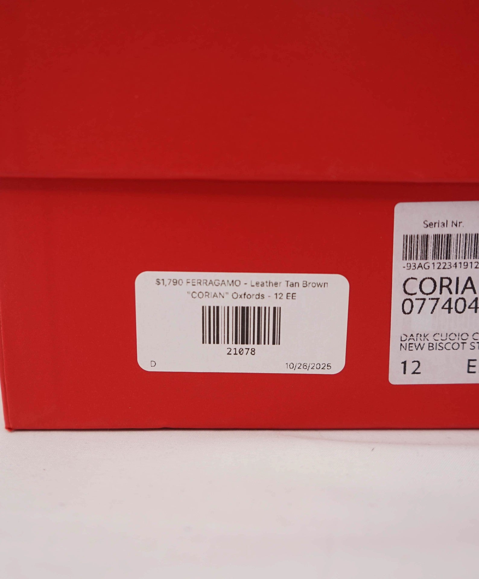 $1,790 FERRAGAMO - Leather Tan Brown "CORIAN" Oxfords - 12 EE